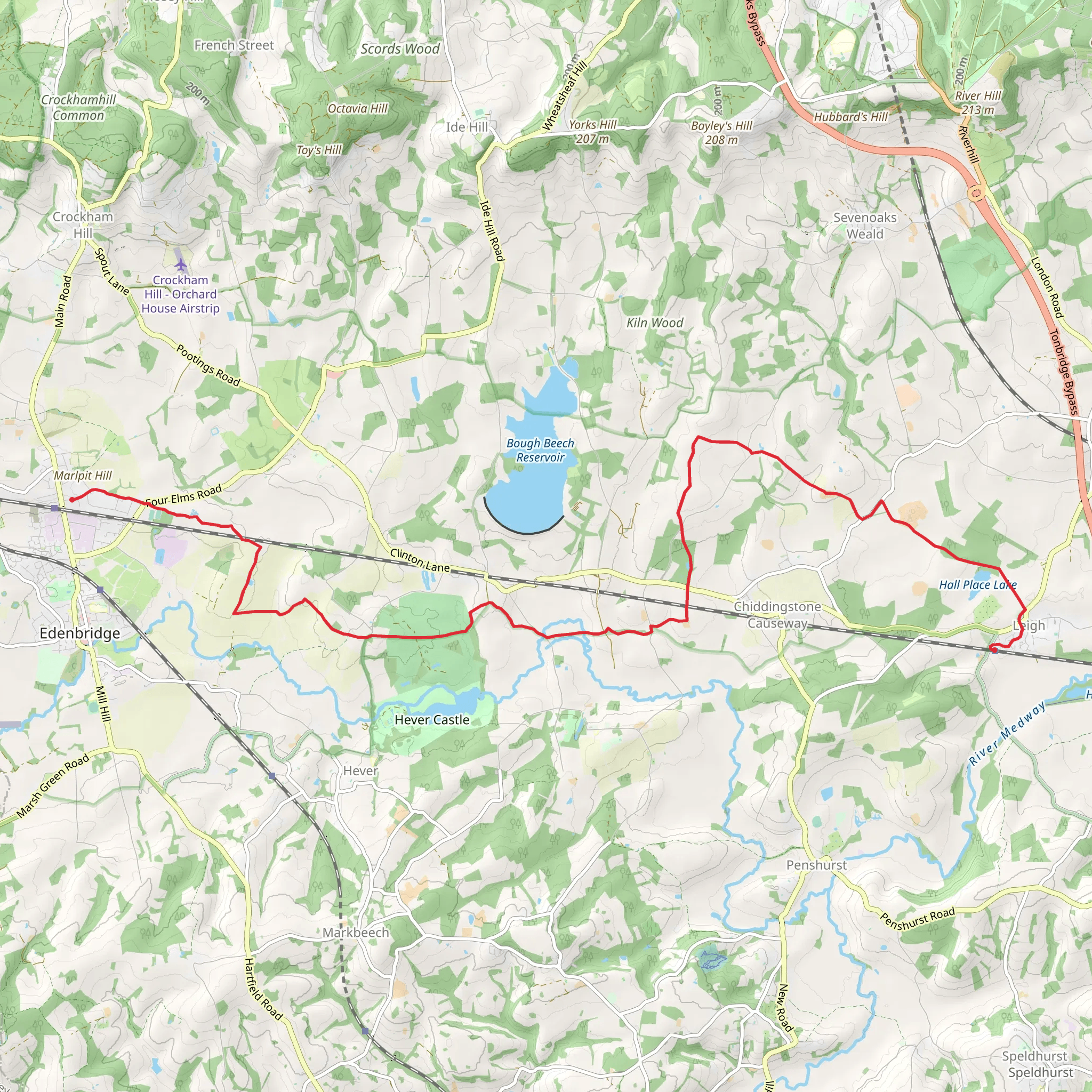 Leigh to Edenbridge Walk mobile static map