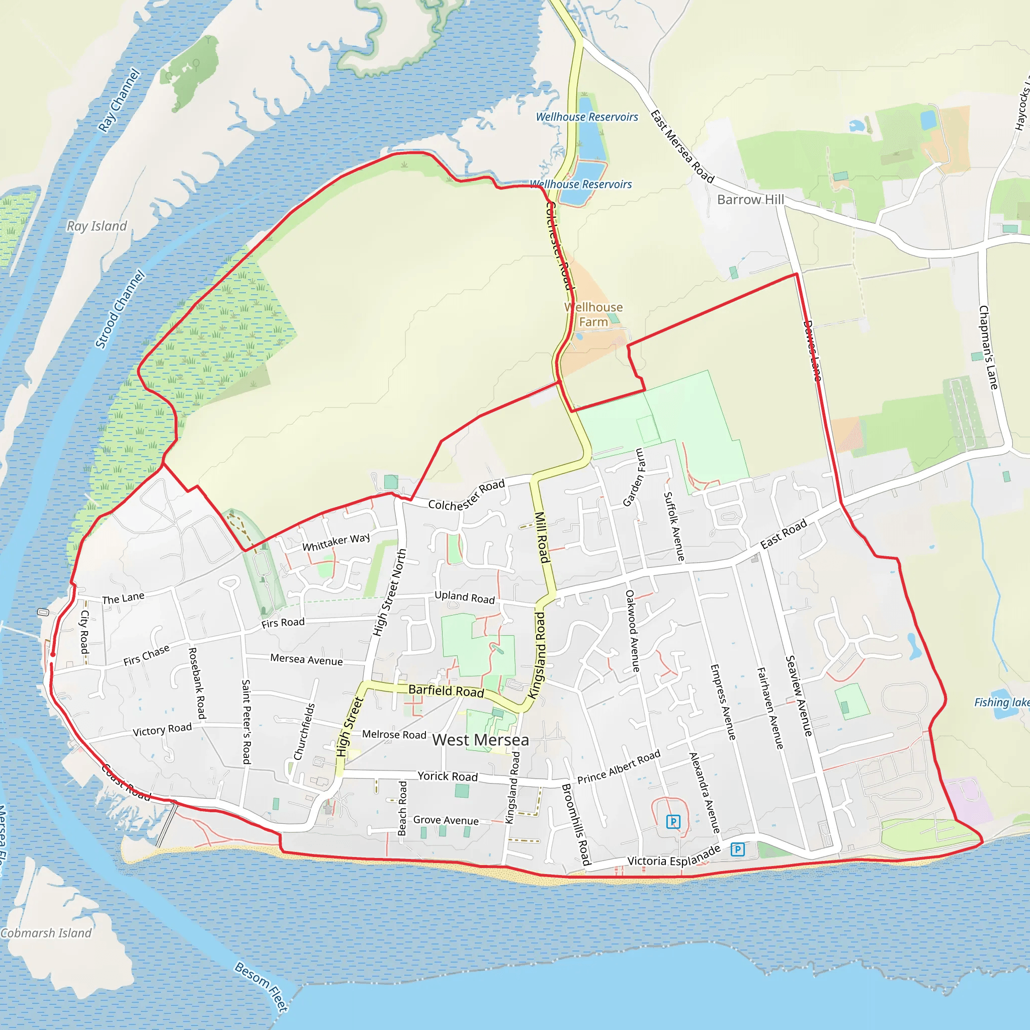 West Mersea Loop Walk mobile static map