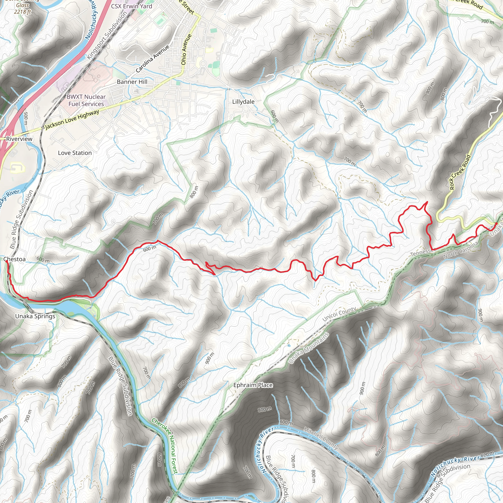 Appalachian Trail from Indian Grave Gap mobile static map