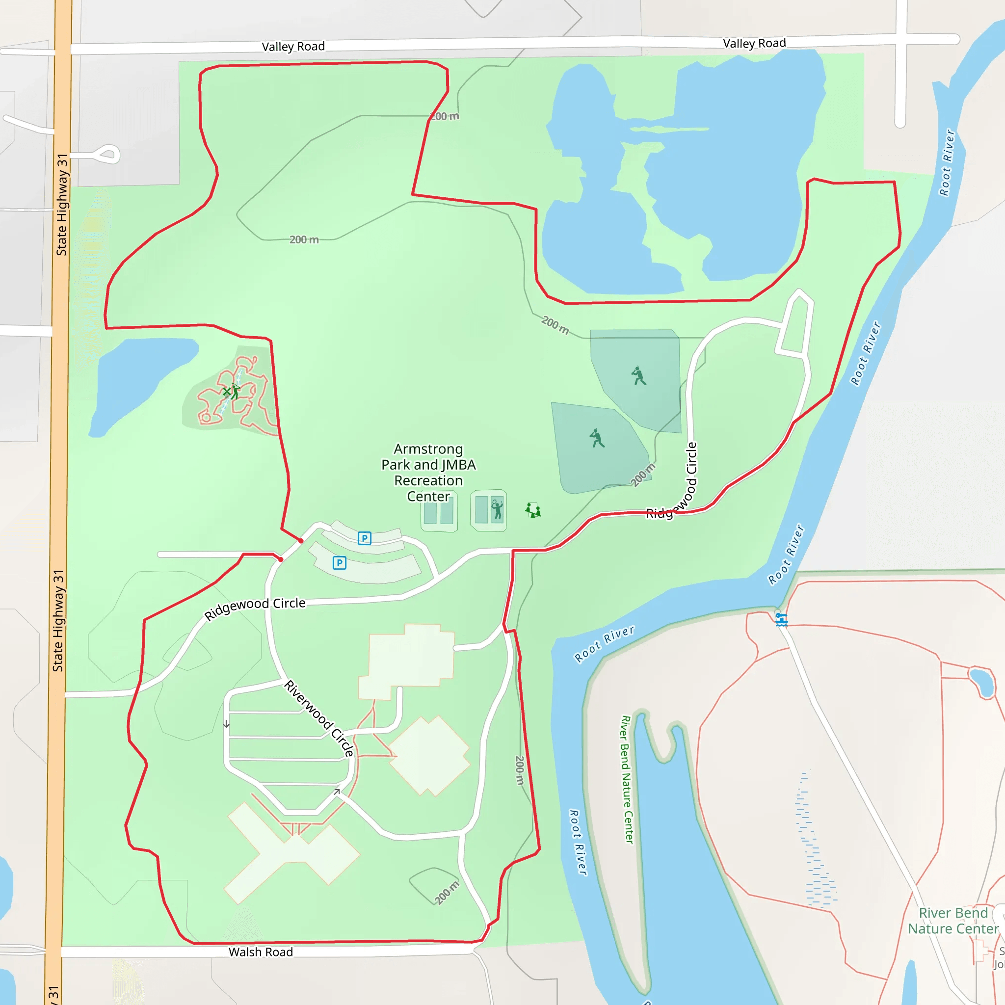 Armstrong Park and JMBA Recreation Center Loop mobile static map