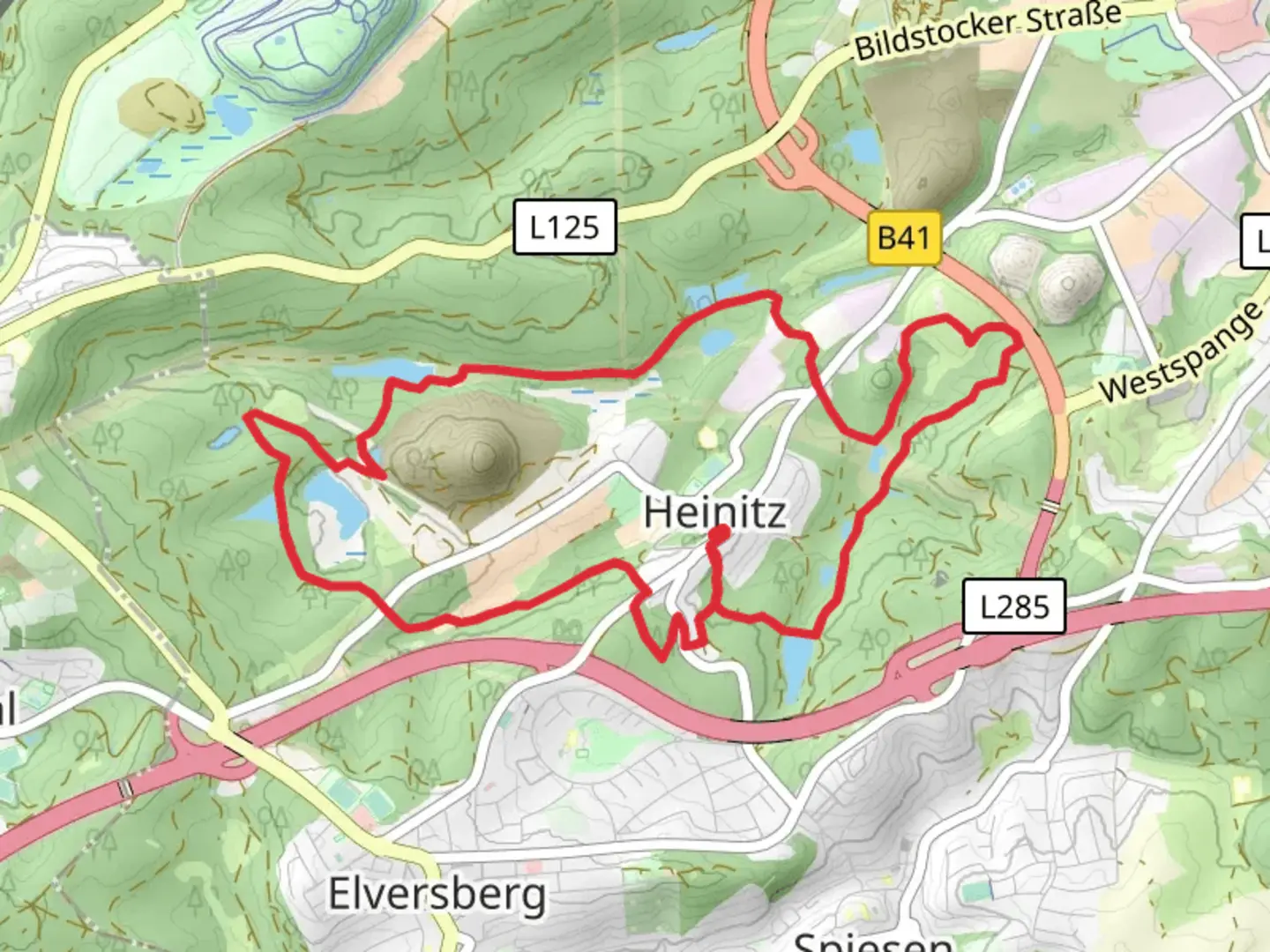 An image depicting the trail Heinitzer Weiher via 12 Weiher Weg and its surrounding area.