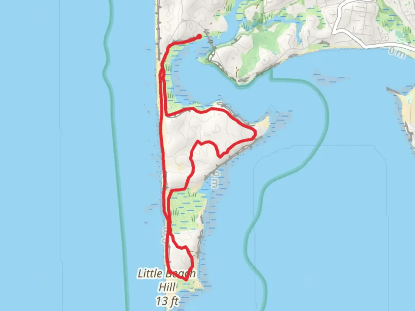 An image depicting the trail Little Beach Hill Loop and its surrounding area.