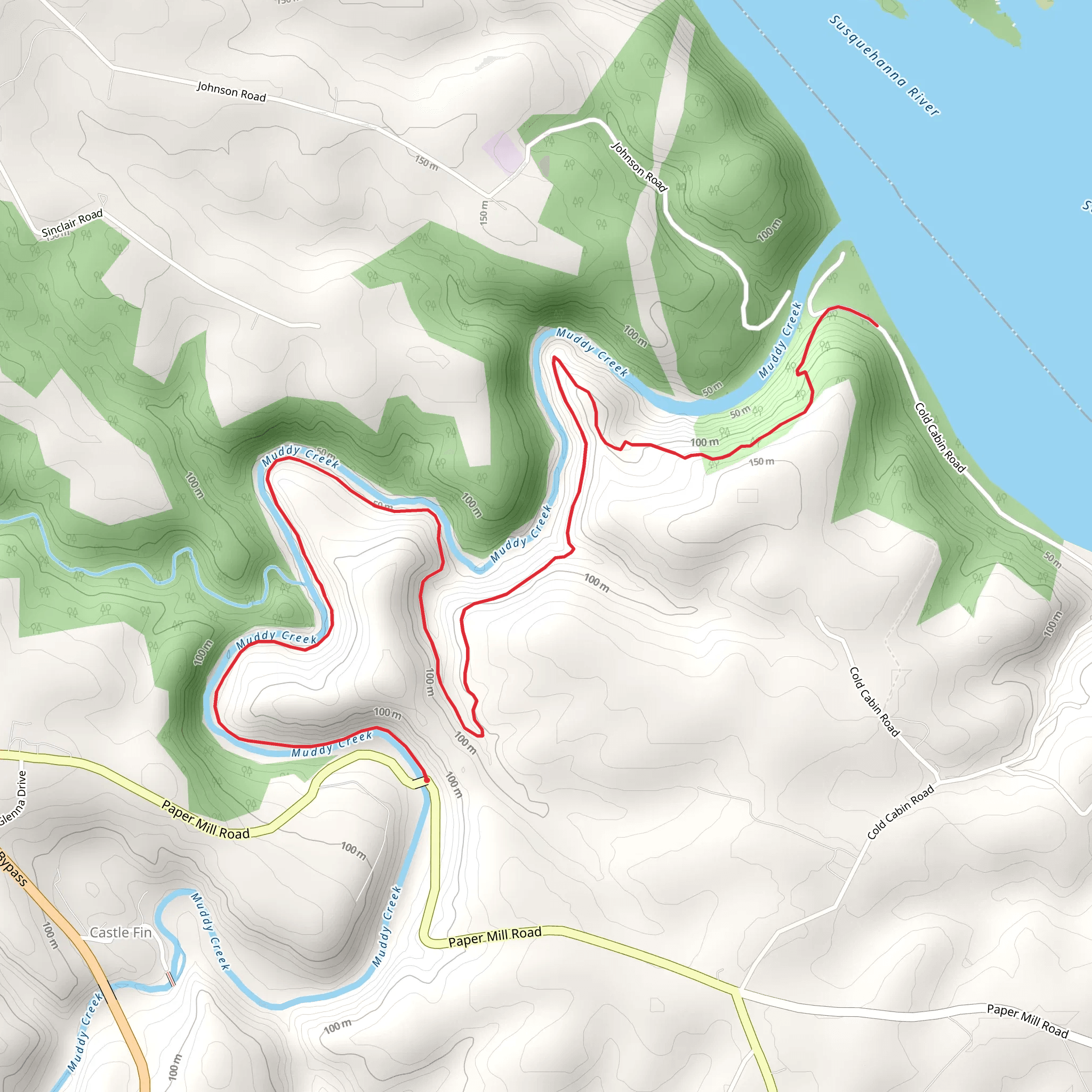 Walk along Muddy Creek to Susquehanna River TRail mobile static map