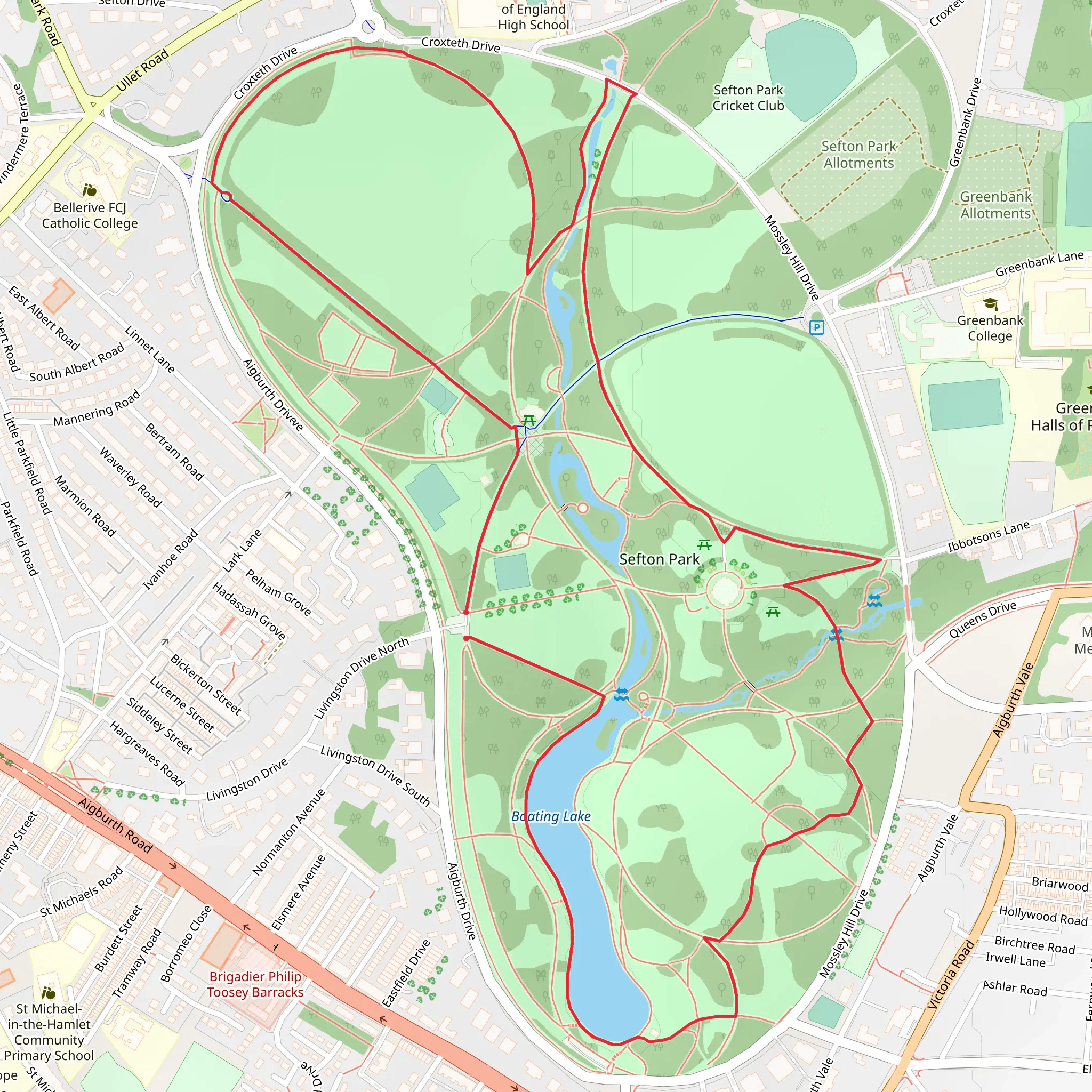 Sefton Park Liverpool mobile static map