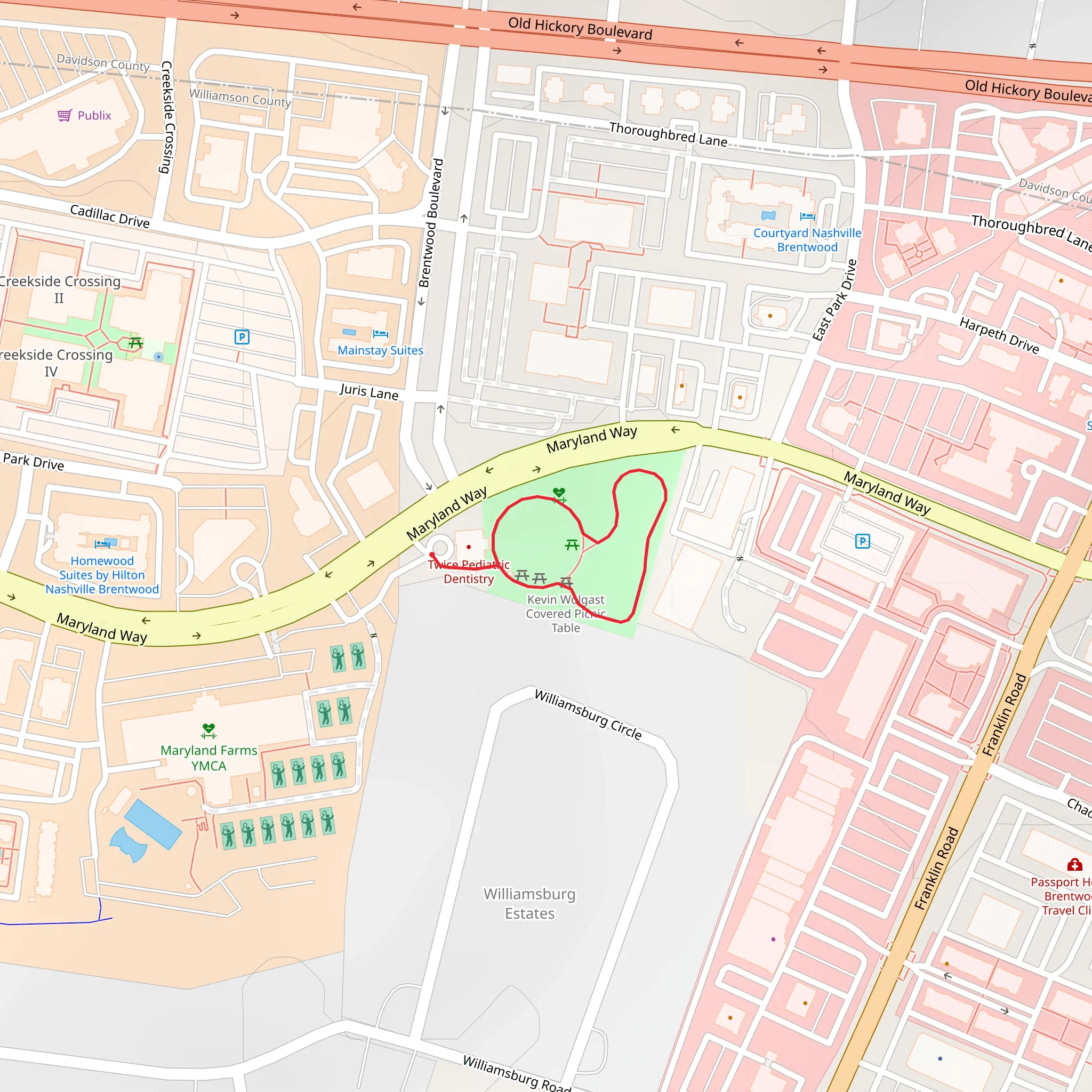 Maryland Way Park Loop mobile static map