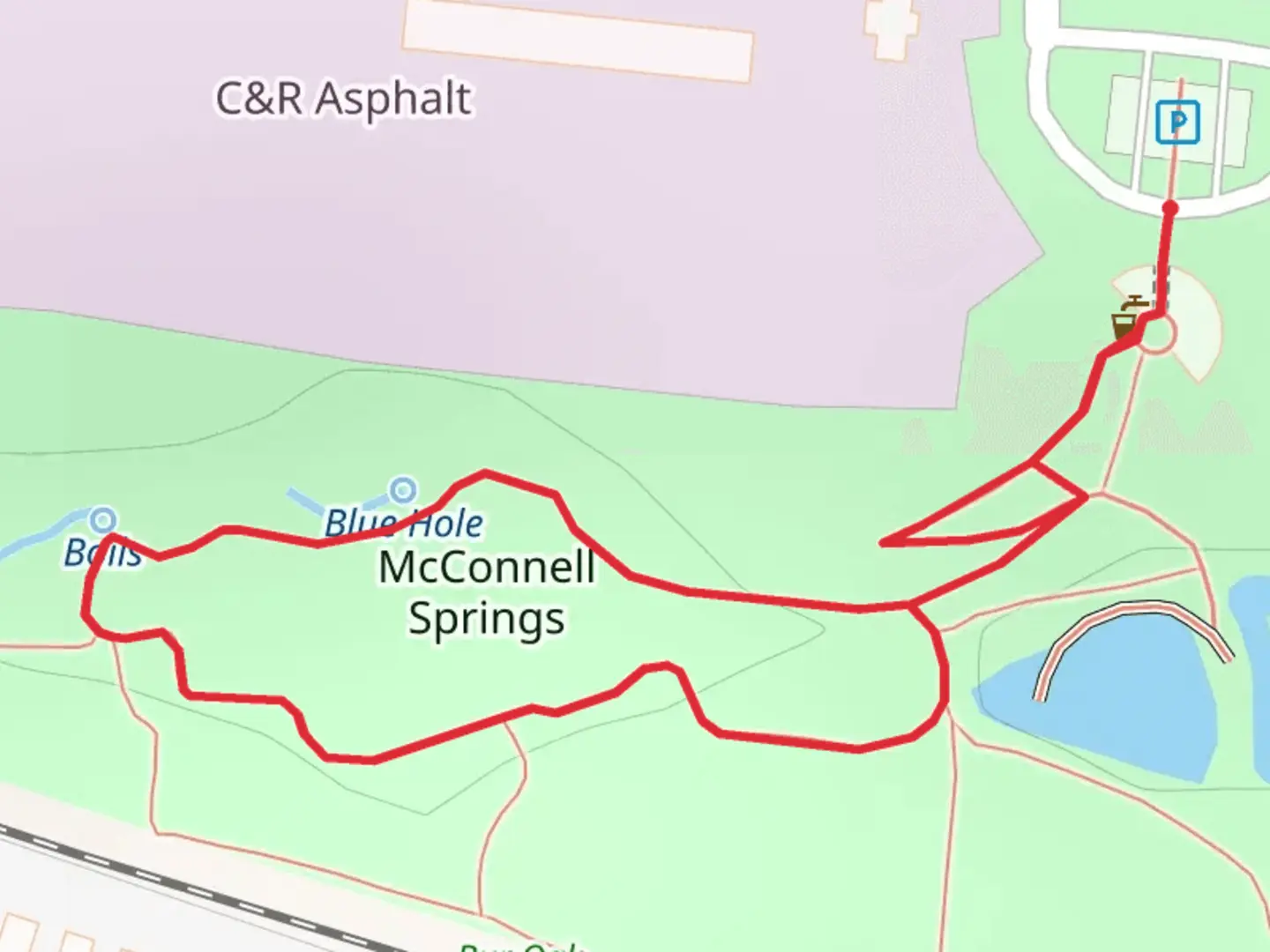 An image depicting the trail McConnell Springs Loop and its surrounding area.
