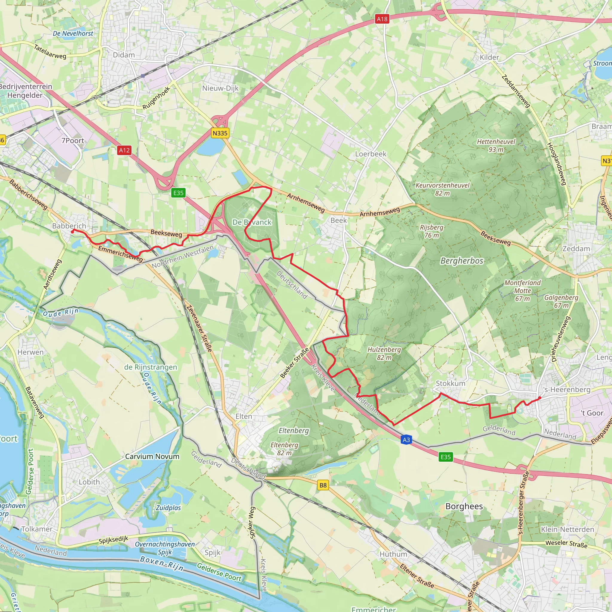 Babberich to s- Heerenberg via Huize Babberich, Hooge Heide and Kasteel Bergh mobile static map