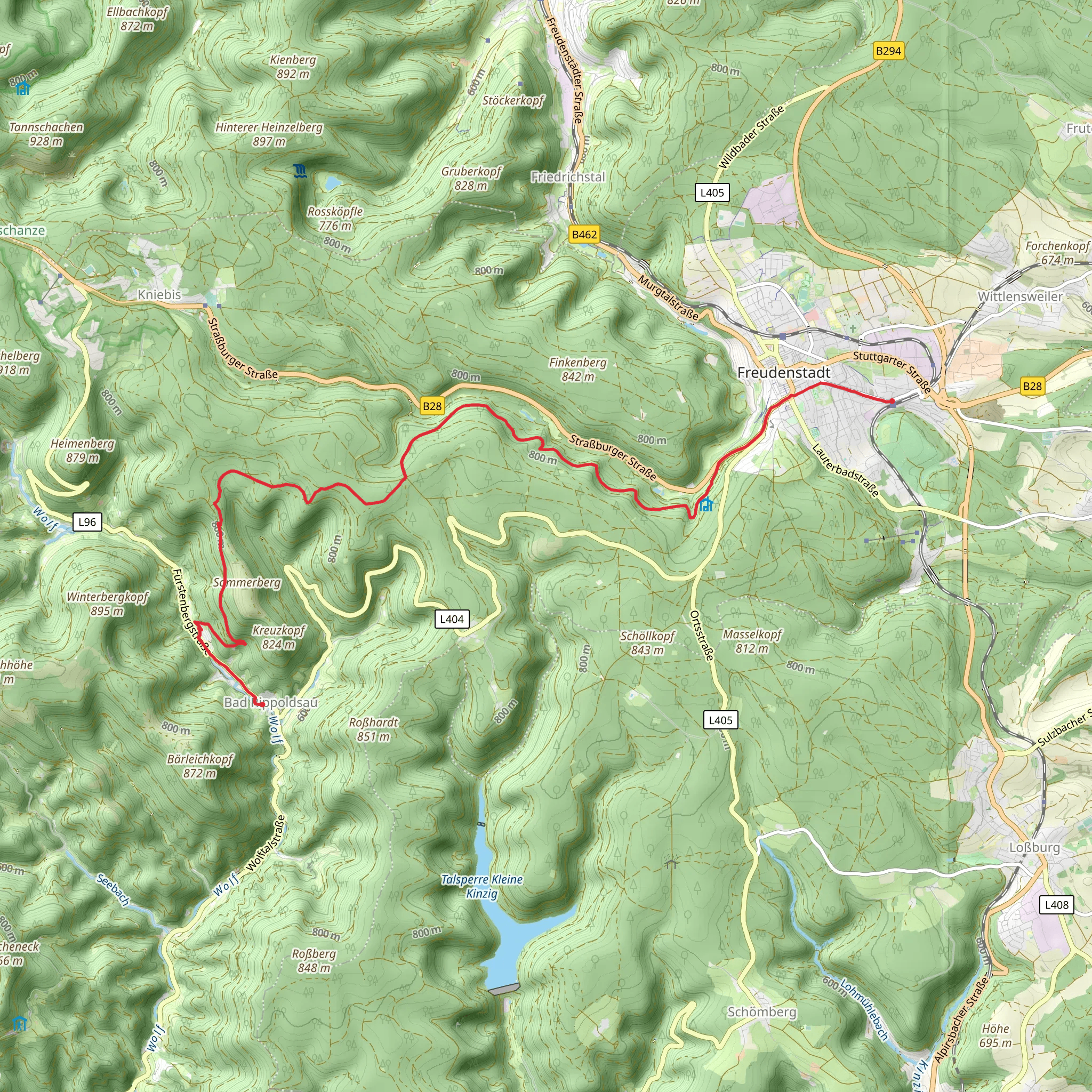 Bad Rippoldsau to Freudenstadt Walk mobile static map