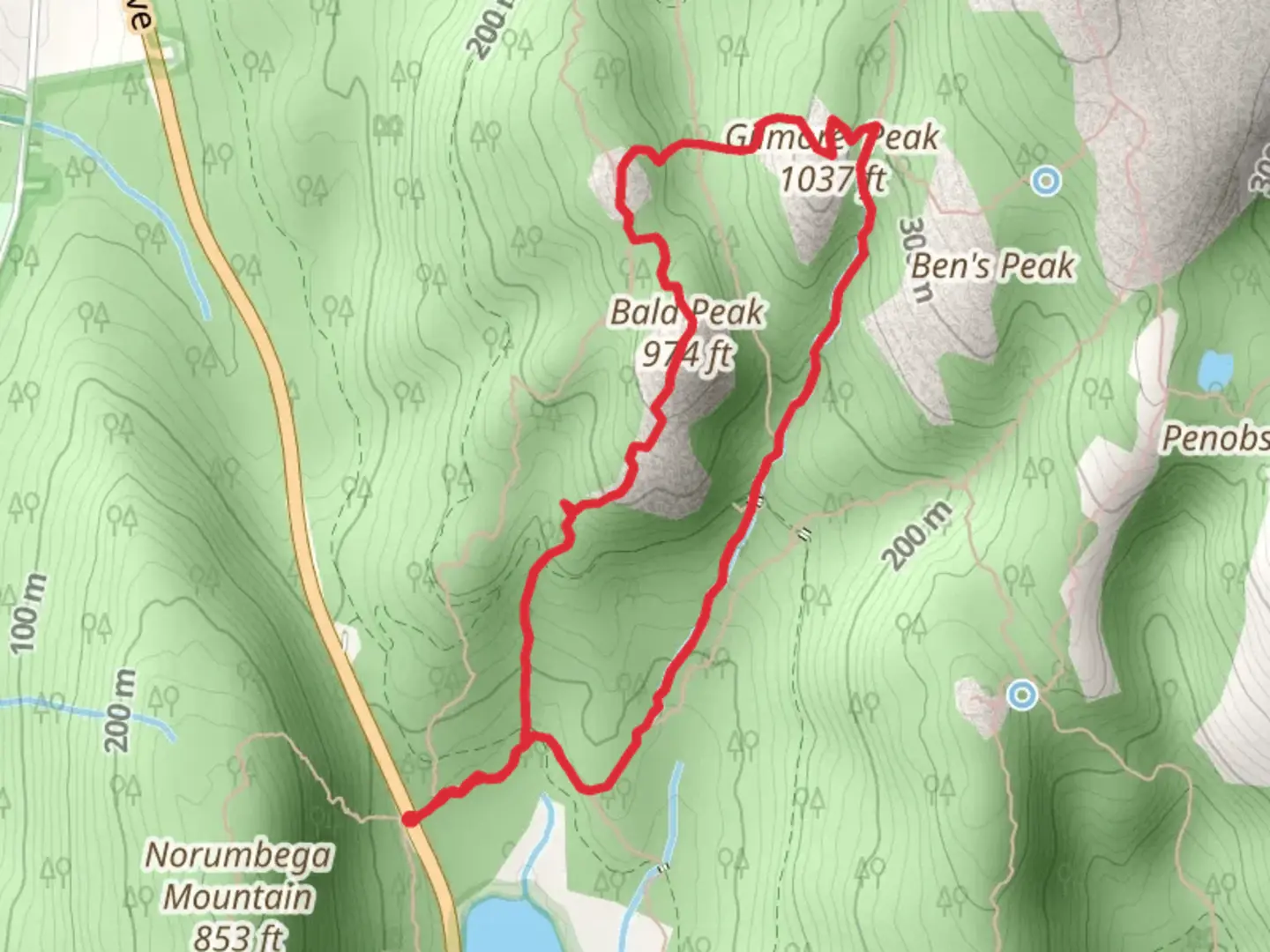 An image depicting the trail Gilmore Peak and Bald Peak Loop and its surrounding area.