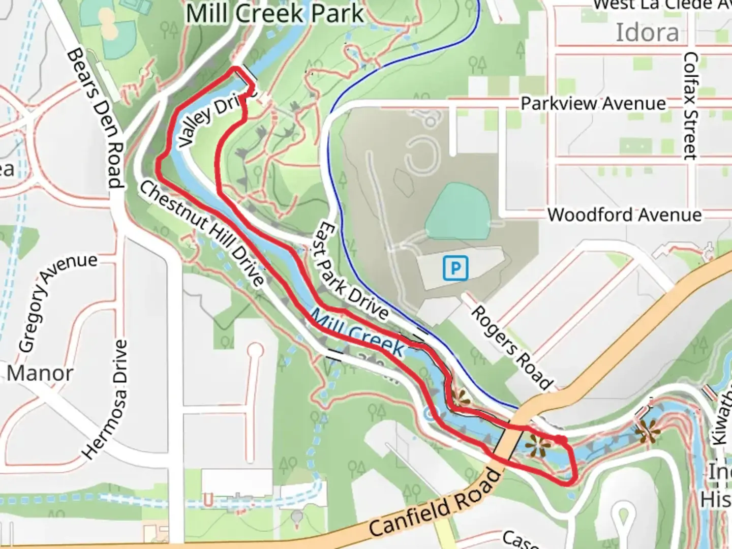 An image depicting the trail East and West Gorge Loop Trail - Canfield Road and its surrounding area.