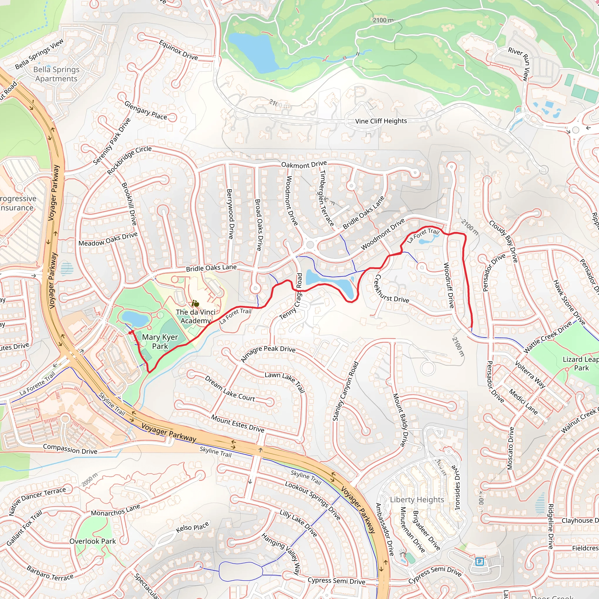 La Foret Trail via Mary Kyer Park mobile static map