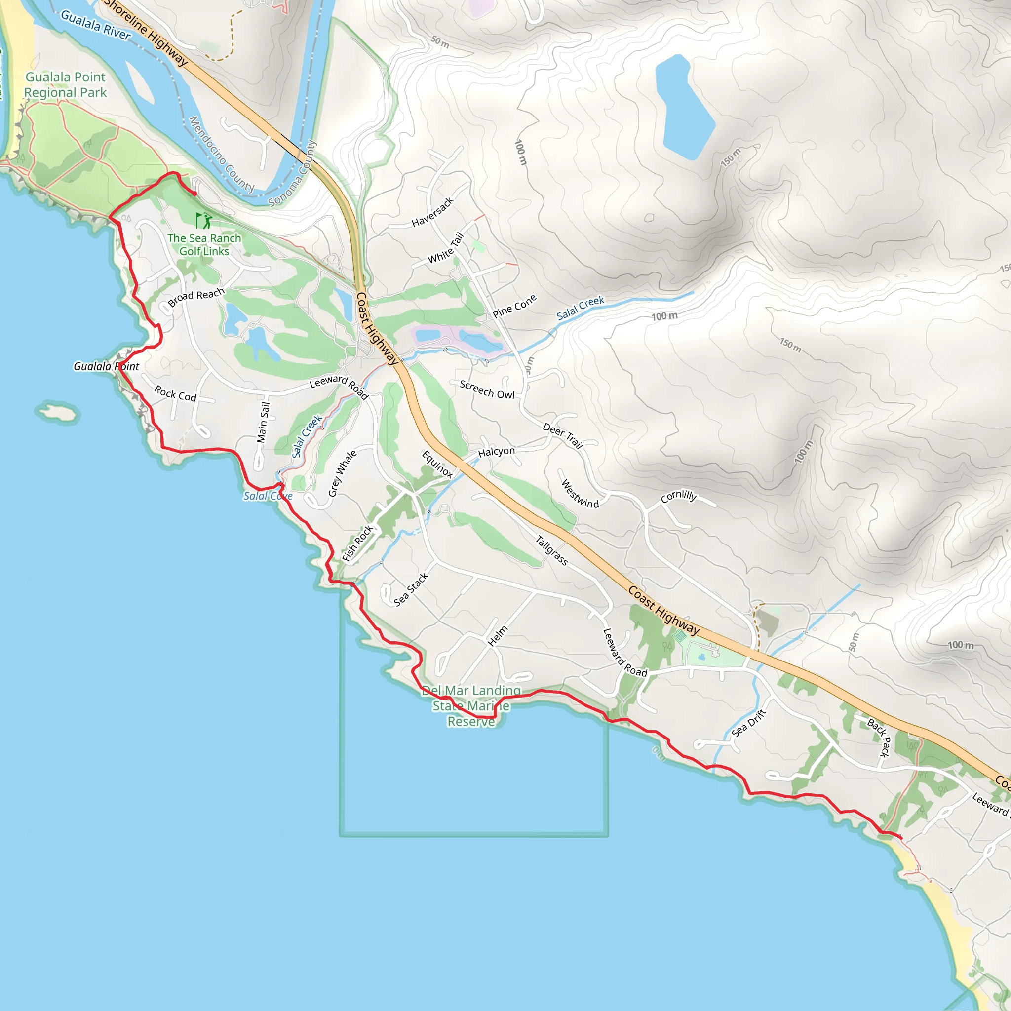 Bluff Trail and Del Mar Cove mobile static map