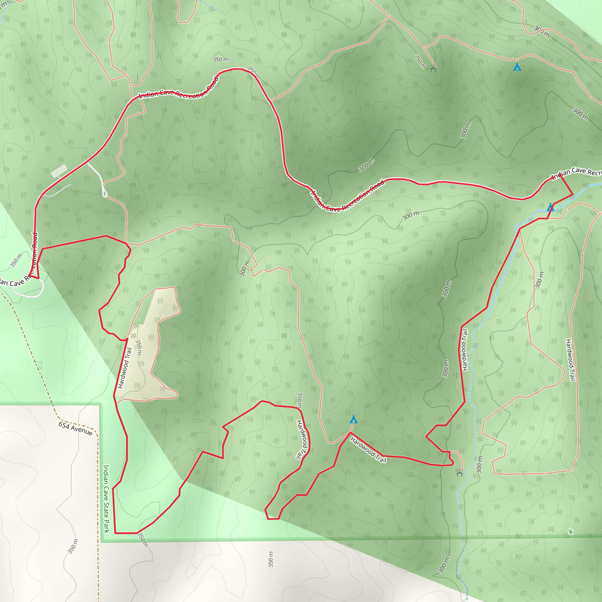 Harwood Trail and Indian Cave Recreation Road Loop mobile static map