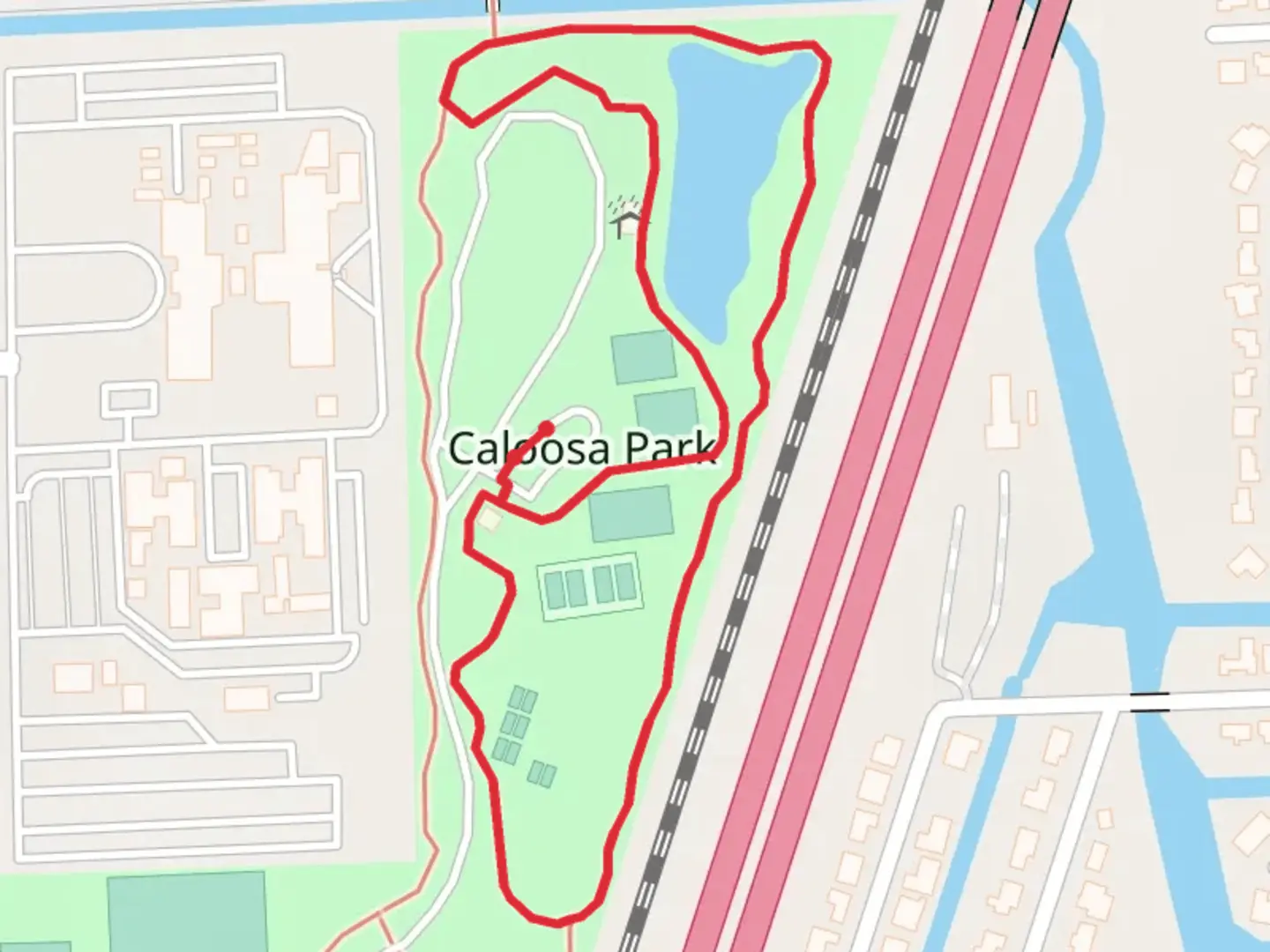 An image depicting the trail Caloosa Park Loop and its surrounding area.