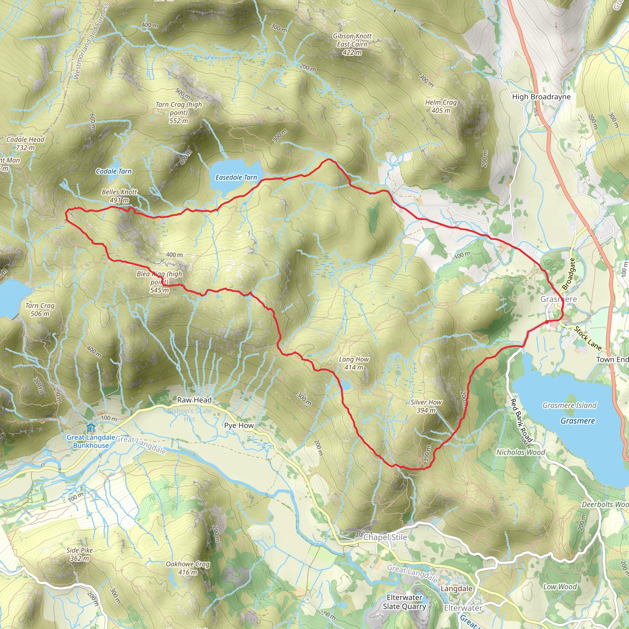 Swinesca Pike, Blea Rigg and Easedale Tarn mobile static map
