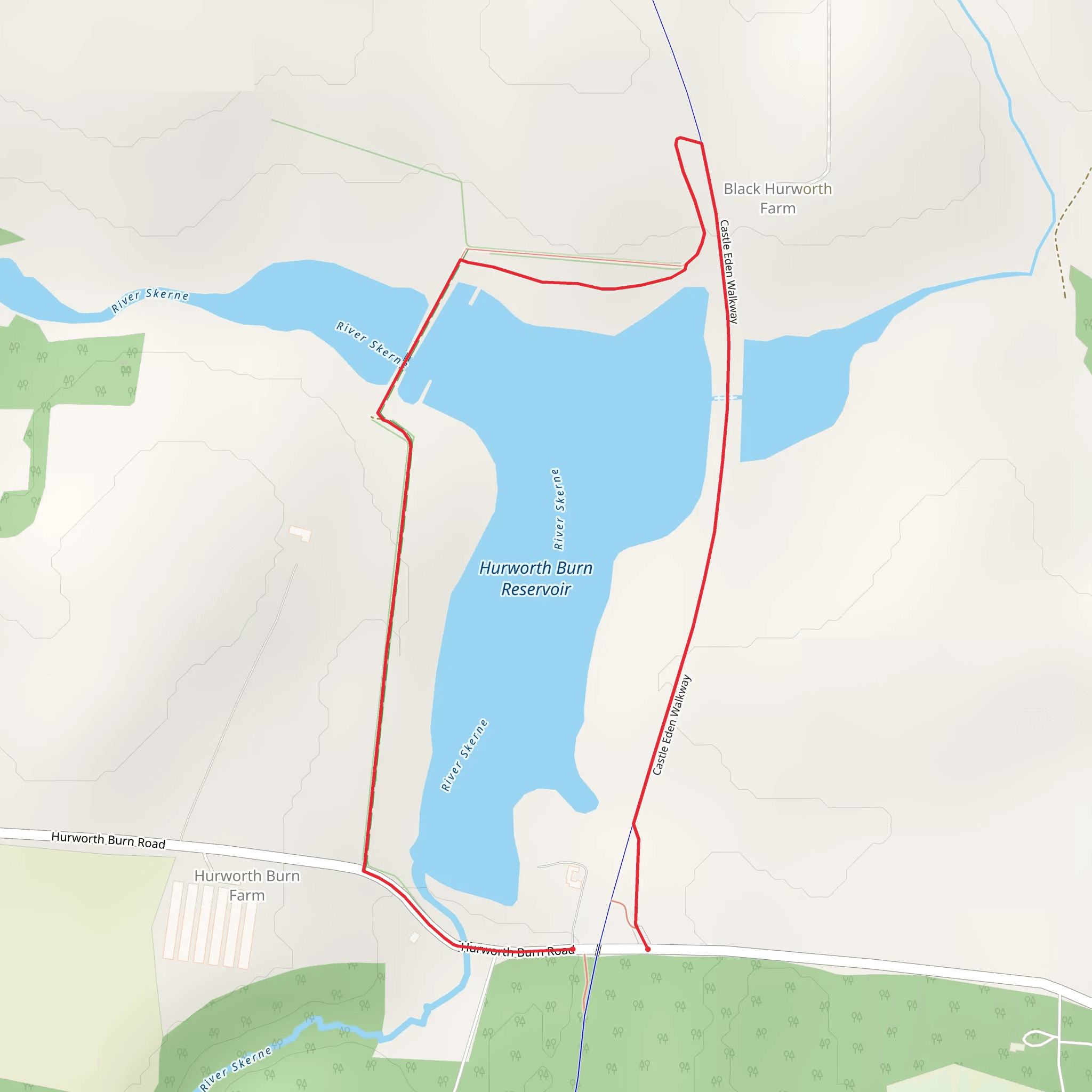 Hurworth Burn Reservoir Loop mobile static map