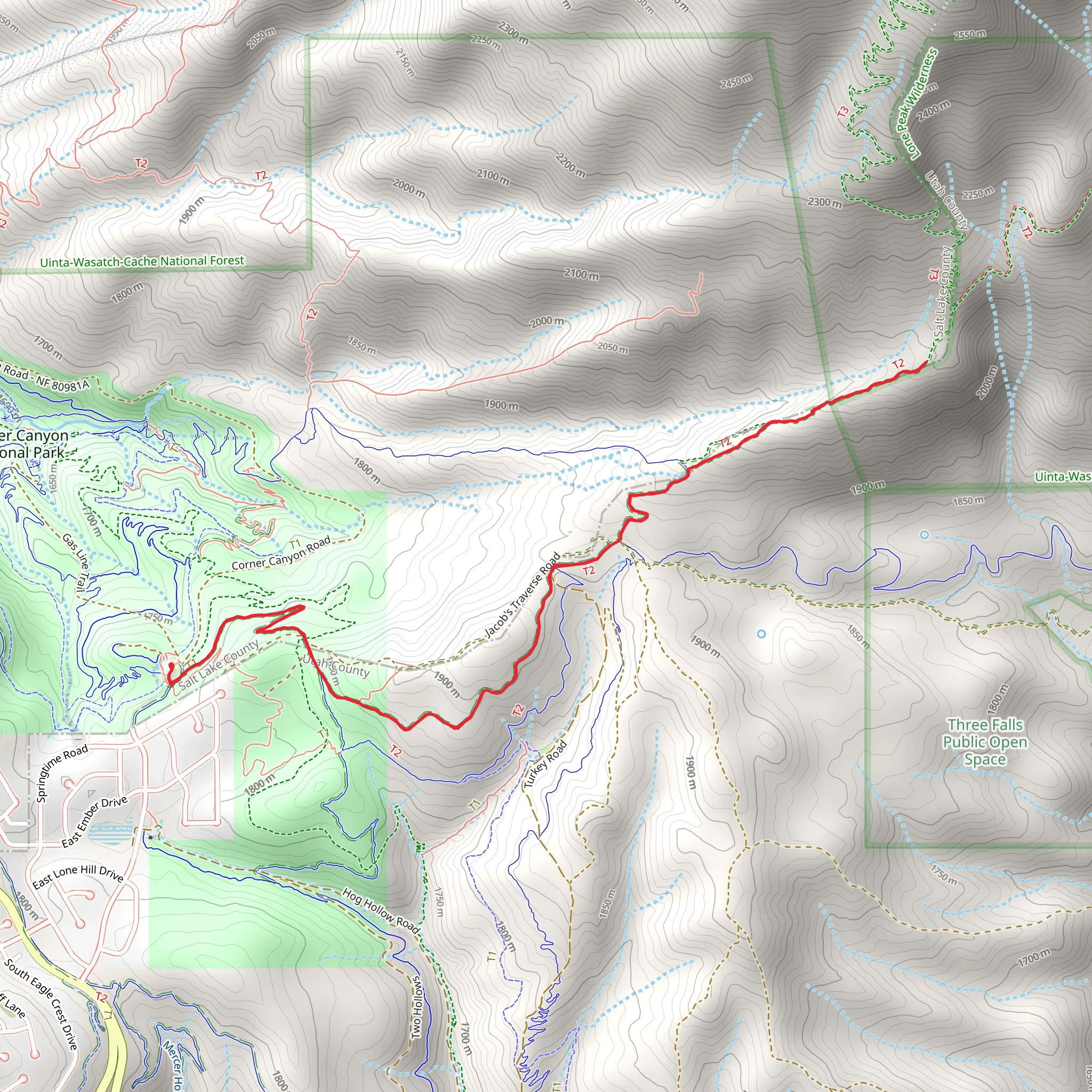 Peak View and Jacobs Ladder Trail mobile static map