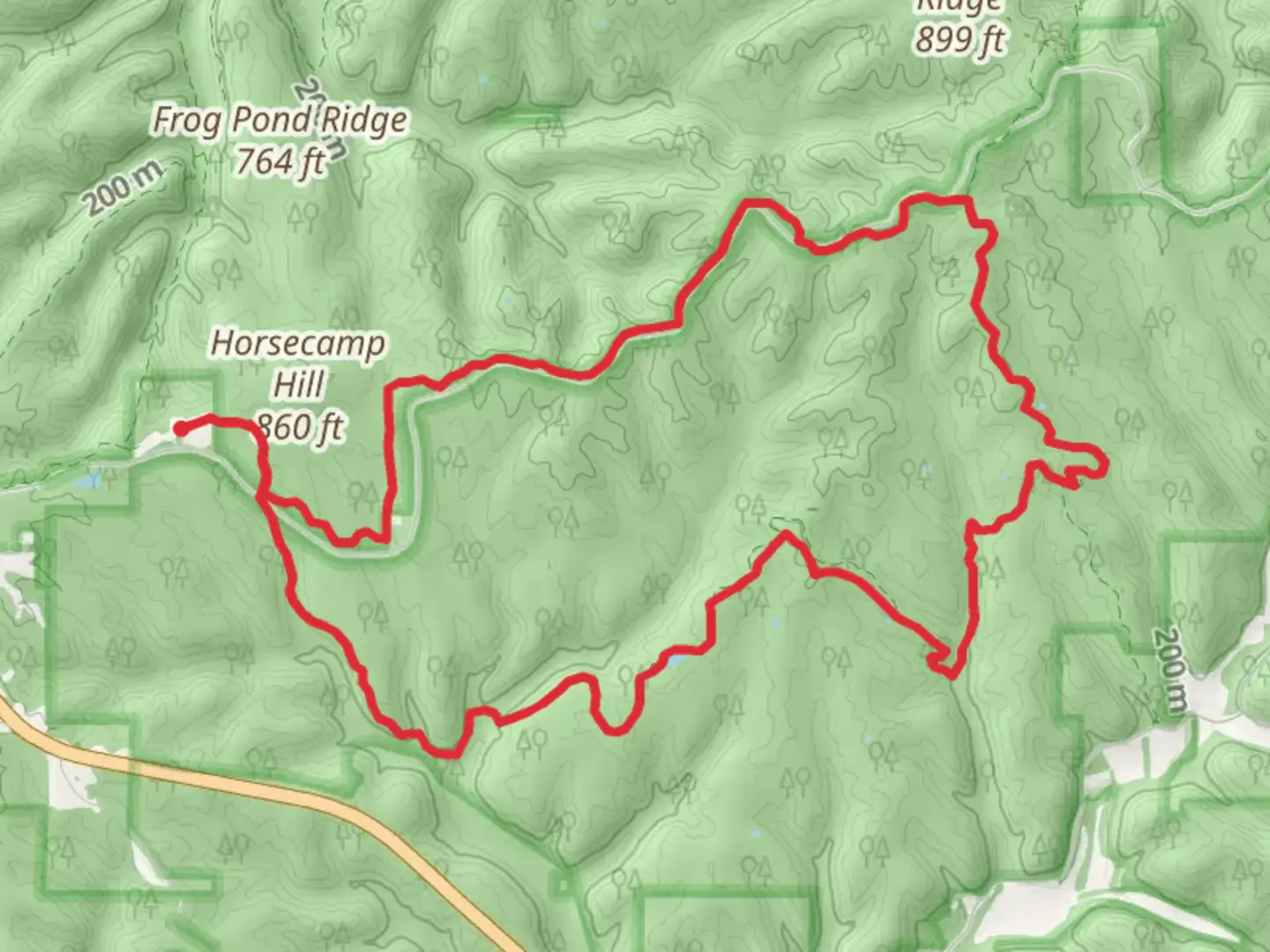 An image depicting the trail Grubb Ridge Trail and Cope Hollow Loop Trail and its surrounding area.
