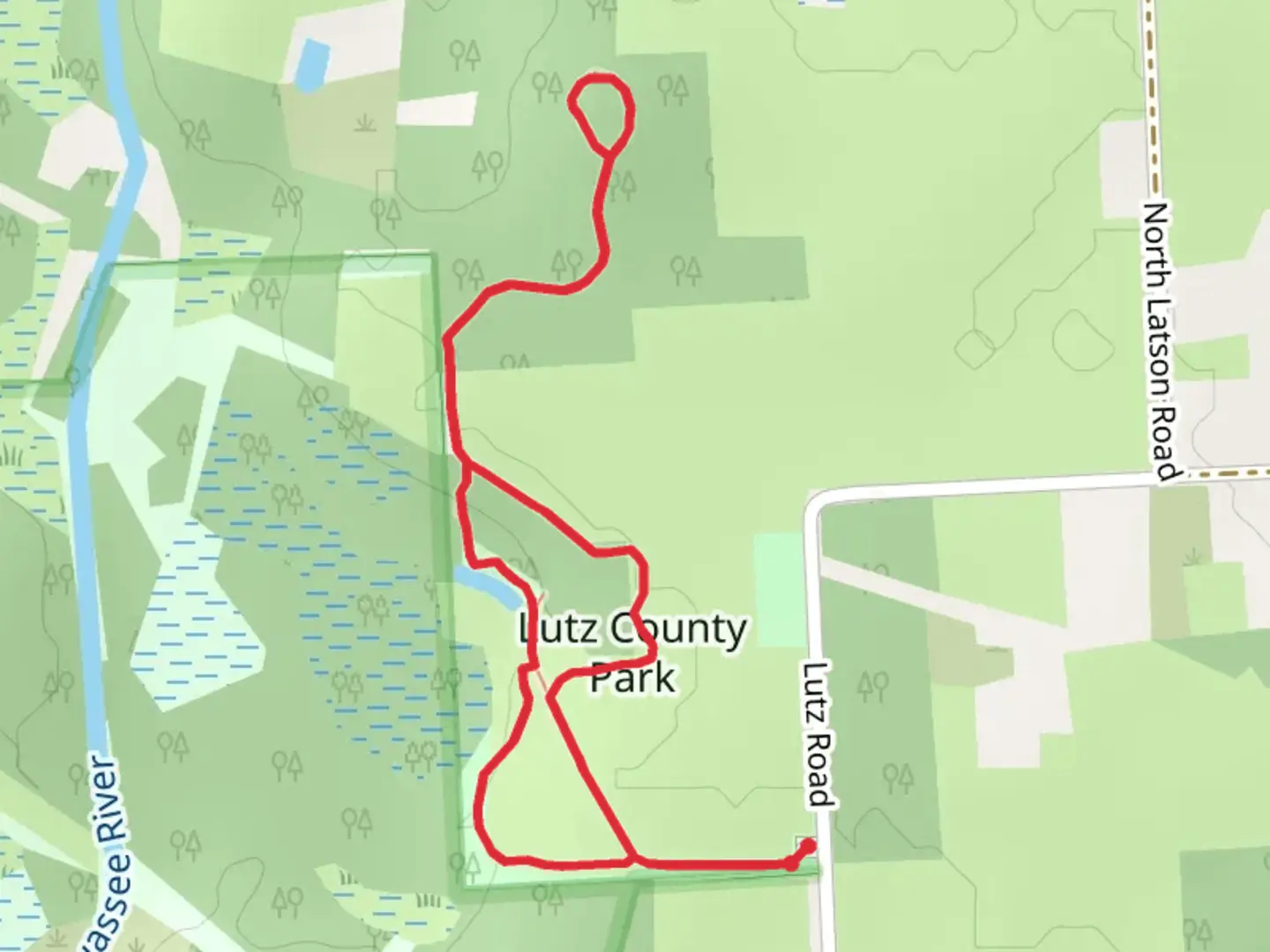 An image depicting the trail Lutz County Park Loop and its surrounding area.