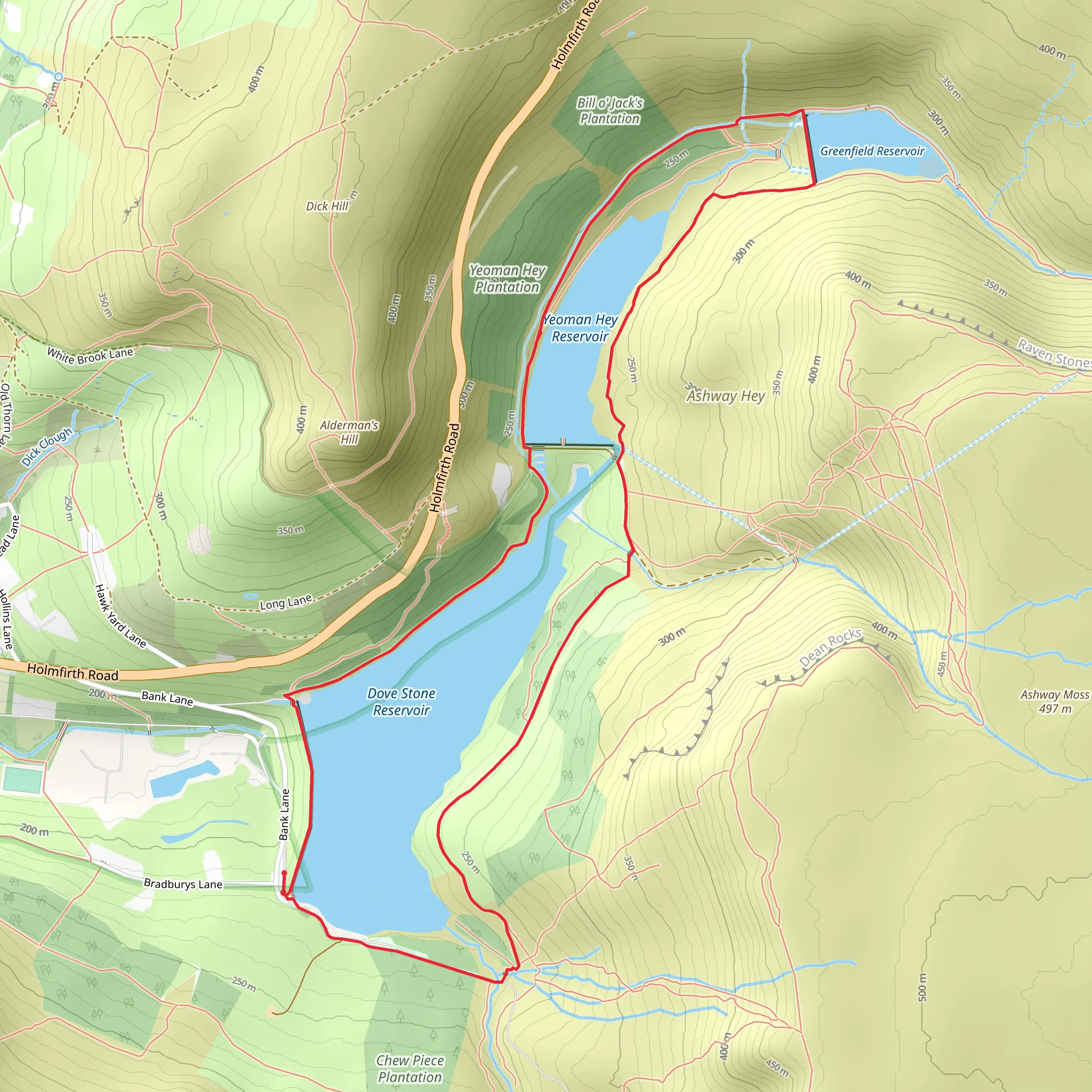 Dove Stone Reservoir and Yeoman Hey Reservoir Loop mobile static map
