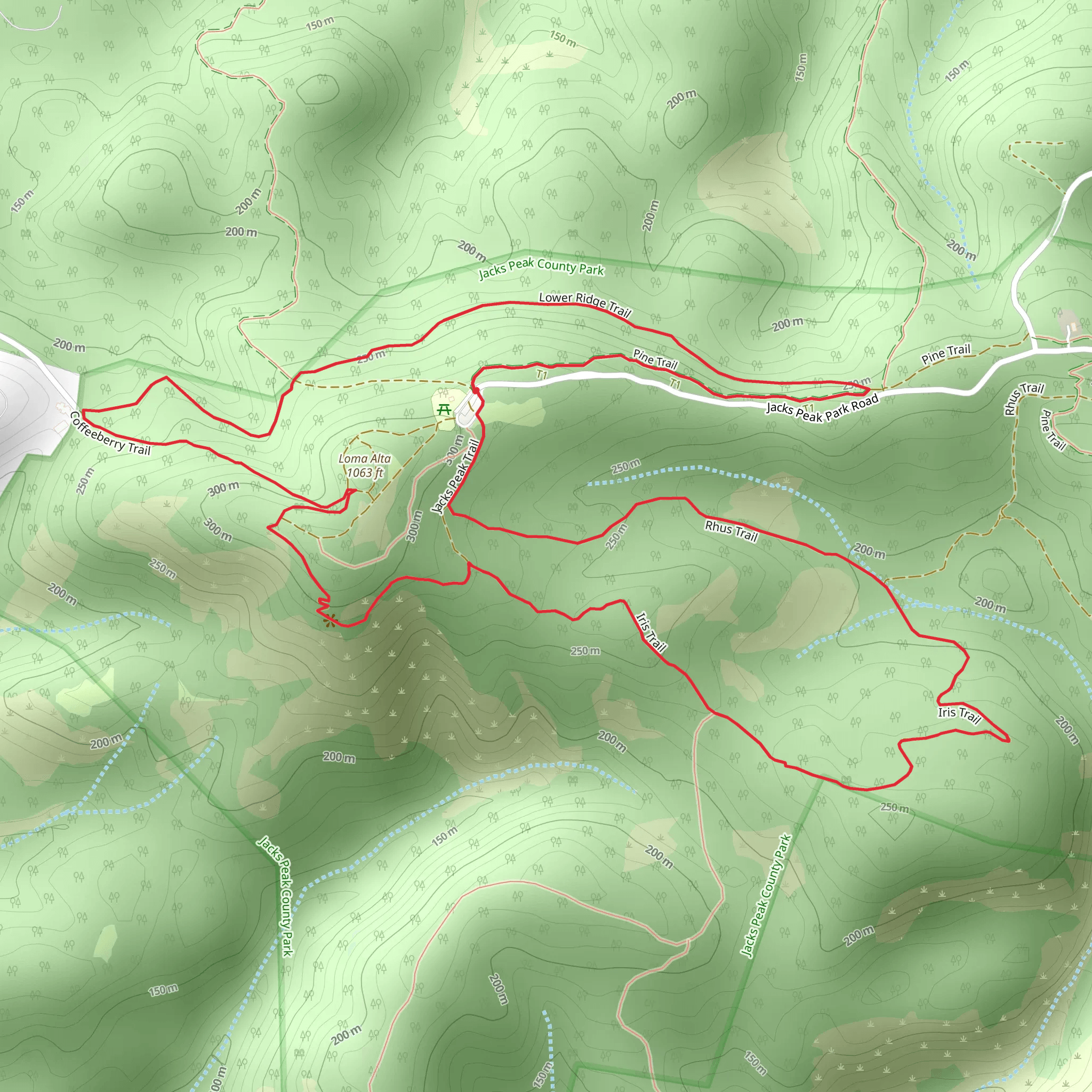 Pine, Lower Ridge and SKyline Loop Trail mobile static map