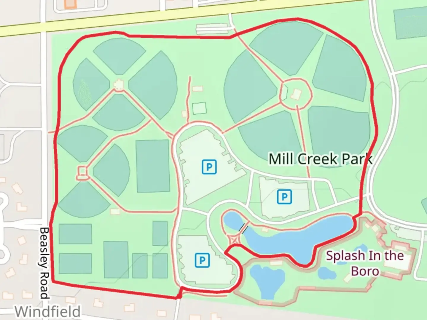 An image depicting the trail Mill Creek Park Loop and its surrounding area.
