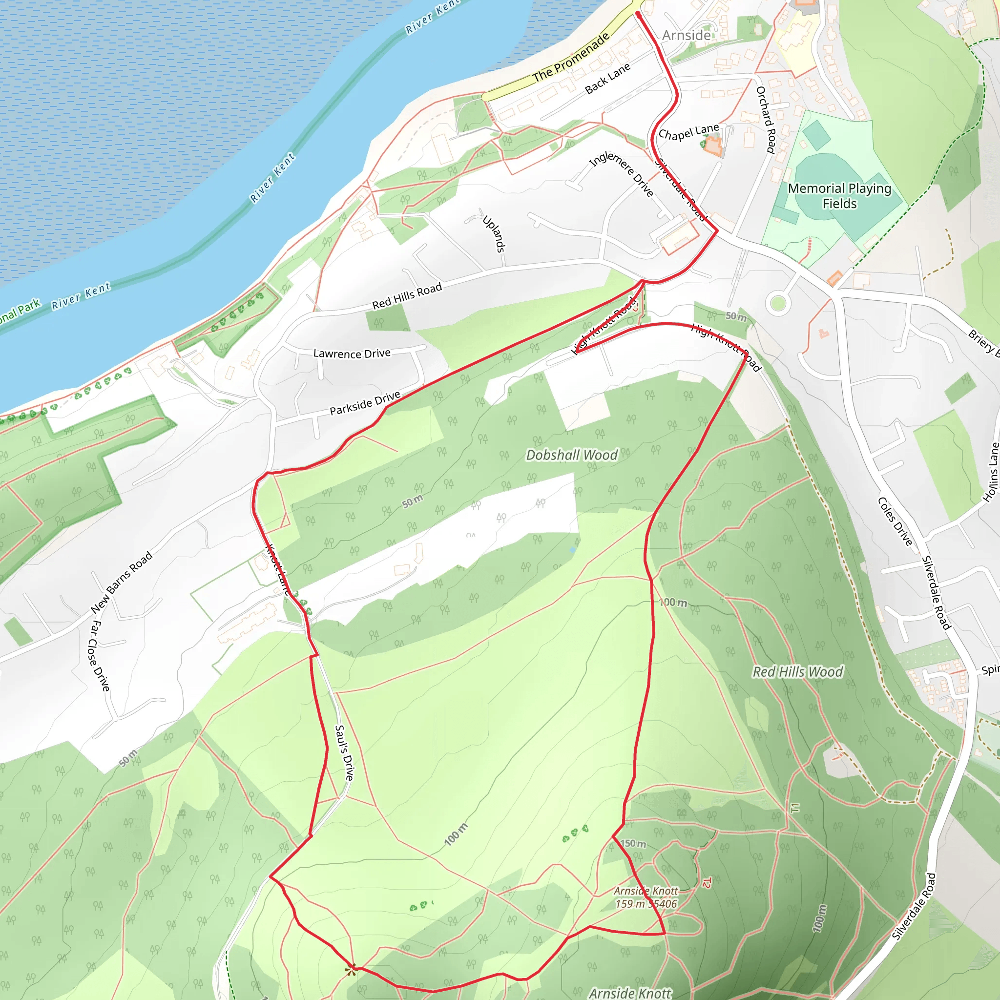 Arnside Knott and Dobshall Wood Loop mobile static map