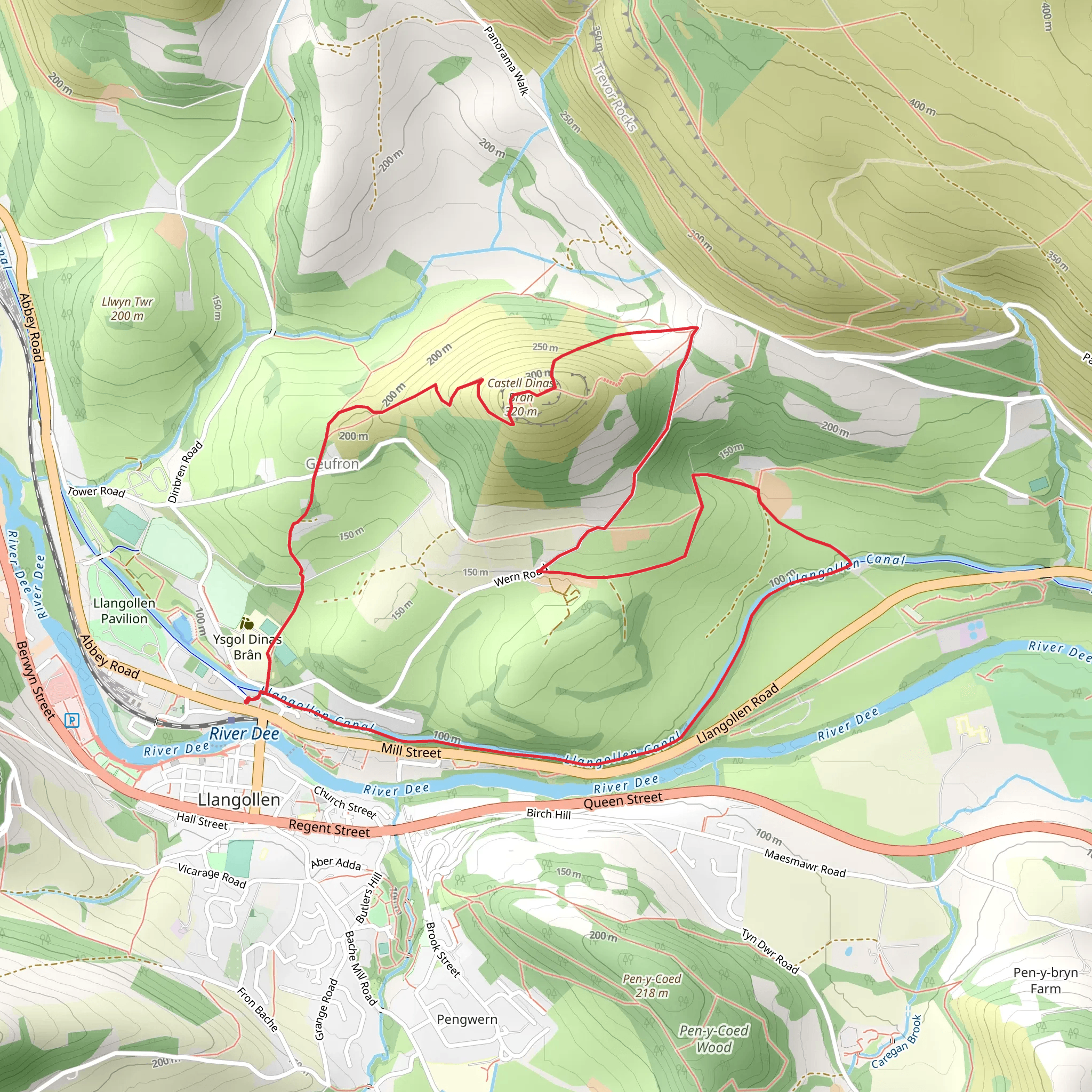 Castell Dinas Bran from Llangollen mobile static map
