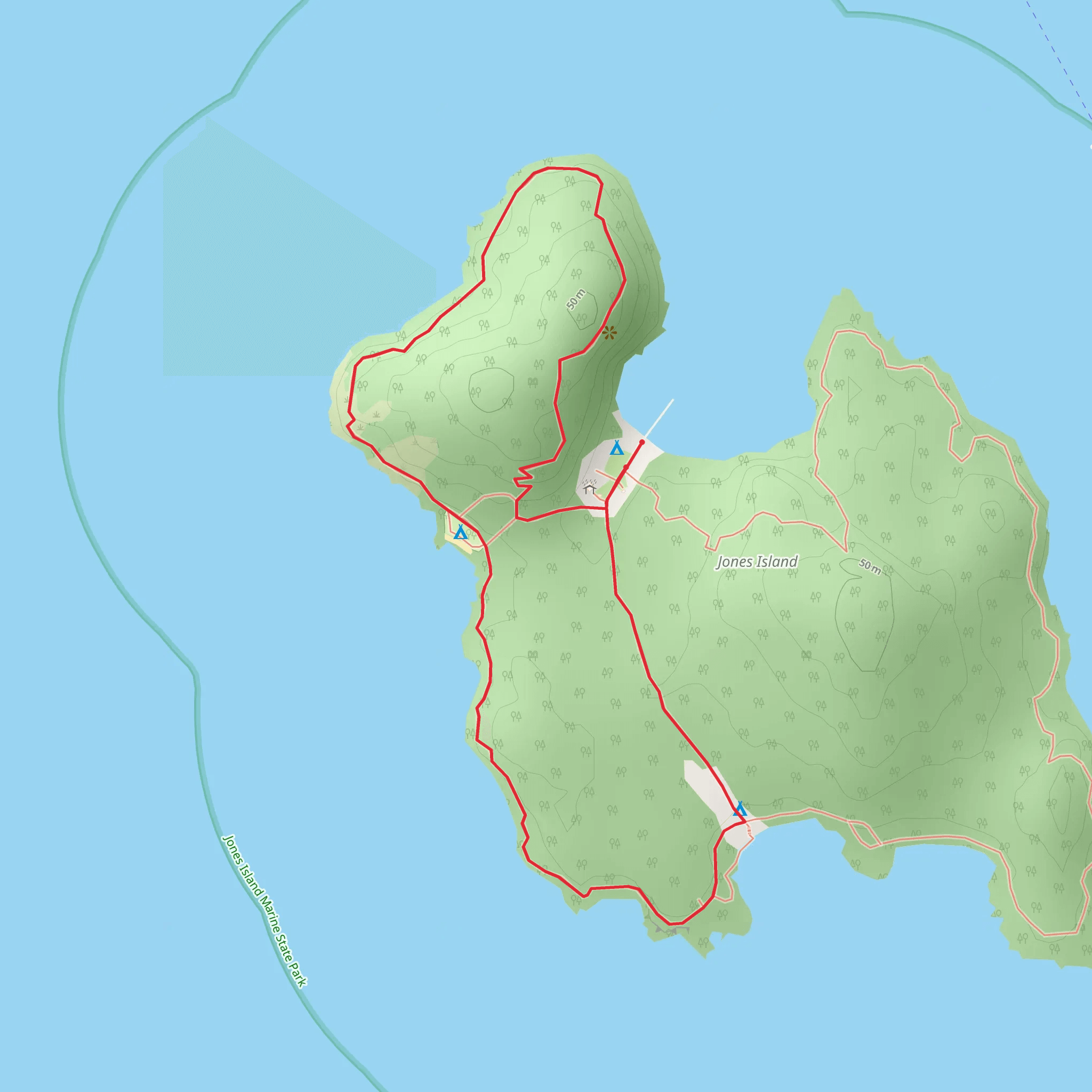 Jones Island North - South Camp Loop mobile static map
