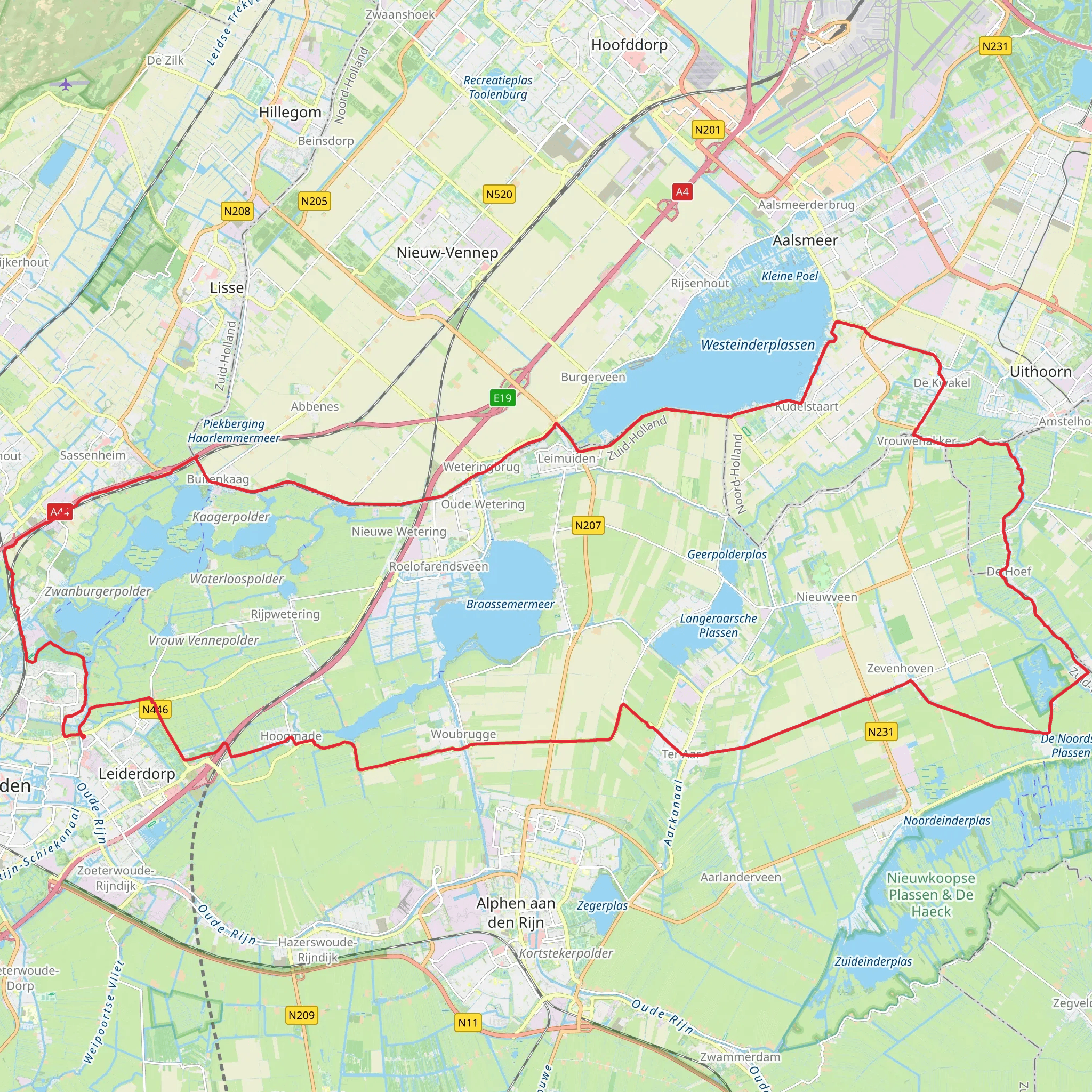 De Hooiberg, De Groene Jonker, Fort Sch sl and Aalsmeer Loop mobile static map