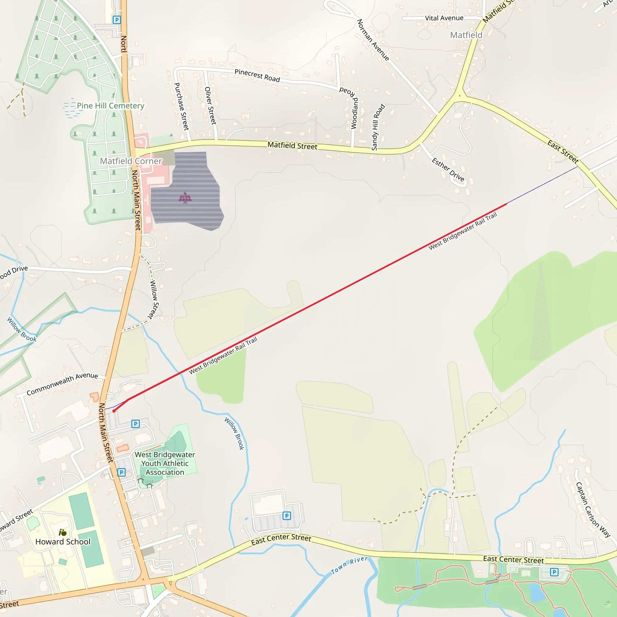 West Bridgewater Rail Trail mobile static map