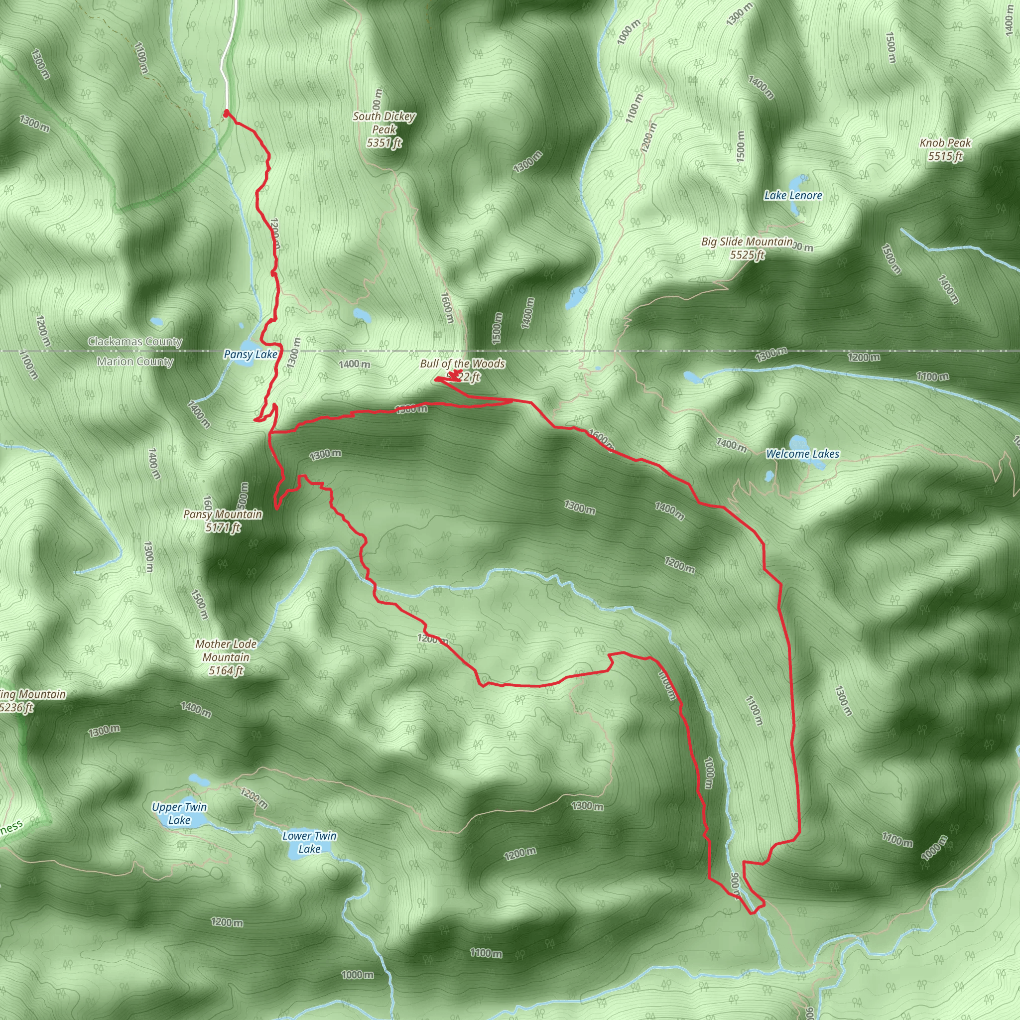 Bull of the Woods via Pansy Lake Trail mobile static map