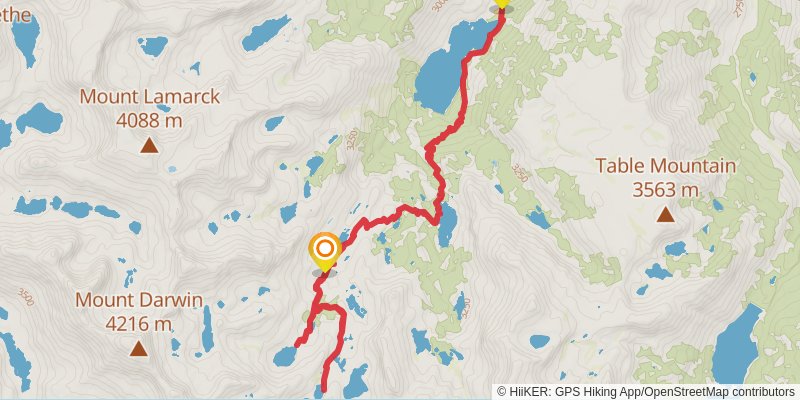 Midnight Lake and Hungry Packer Lake via Sabrina Basin Trail stage 2 Map