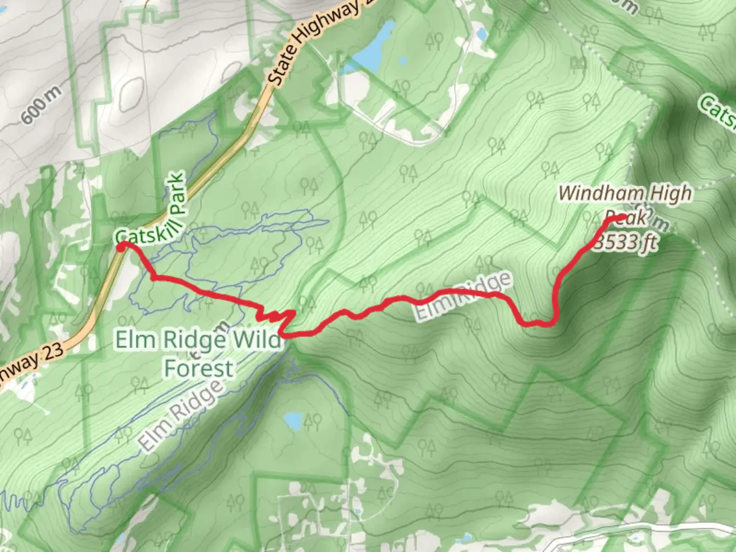 An image depicting the trail Windham High via Peak Escarpment Trail and its surrounding area.