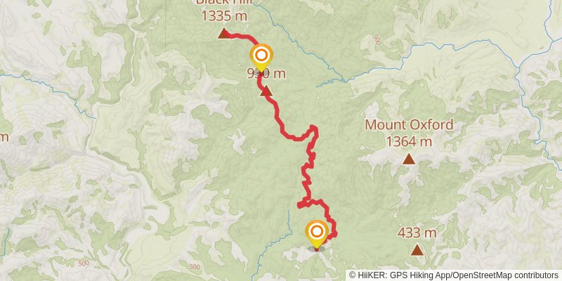 View Hill Car Park to Black Hill Hut stage 3 Map