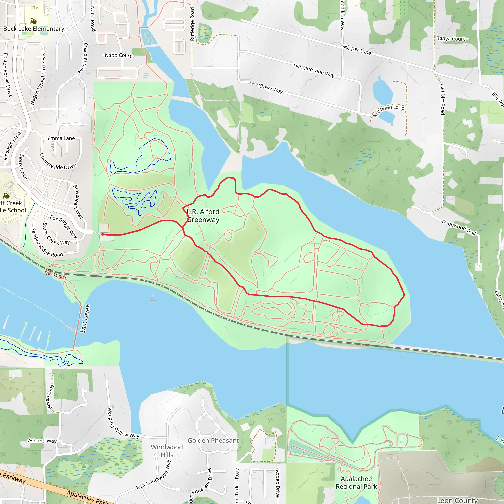 Alford and Bluebird Loop Trail mobile static map