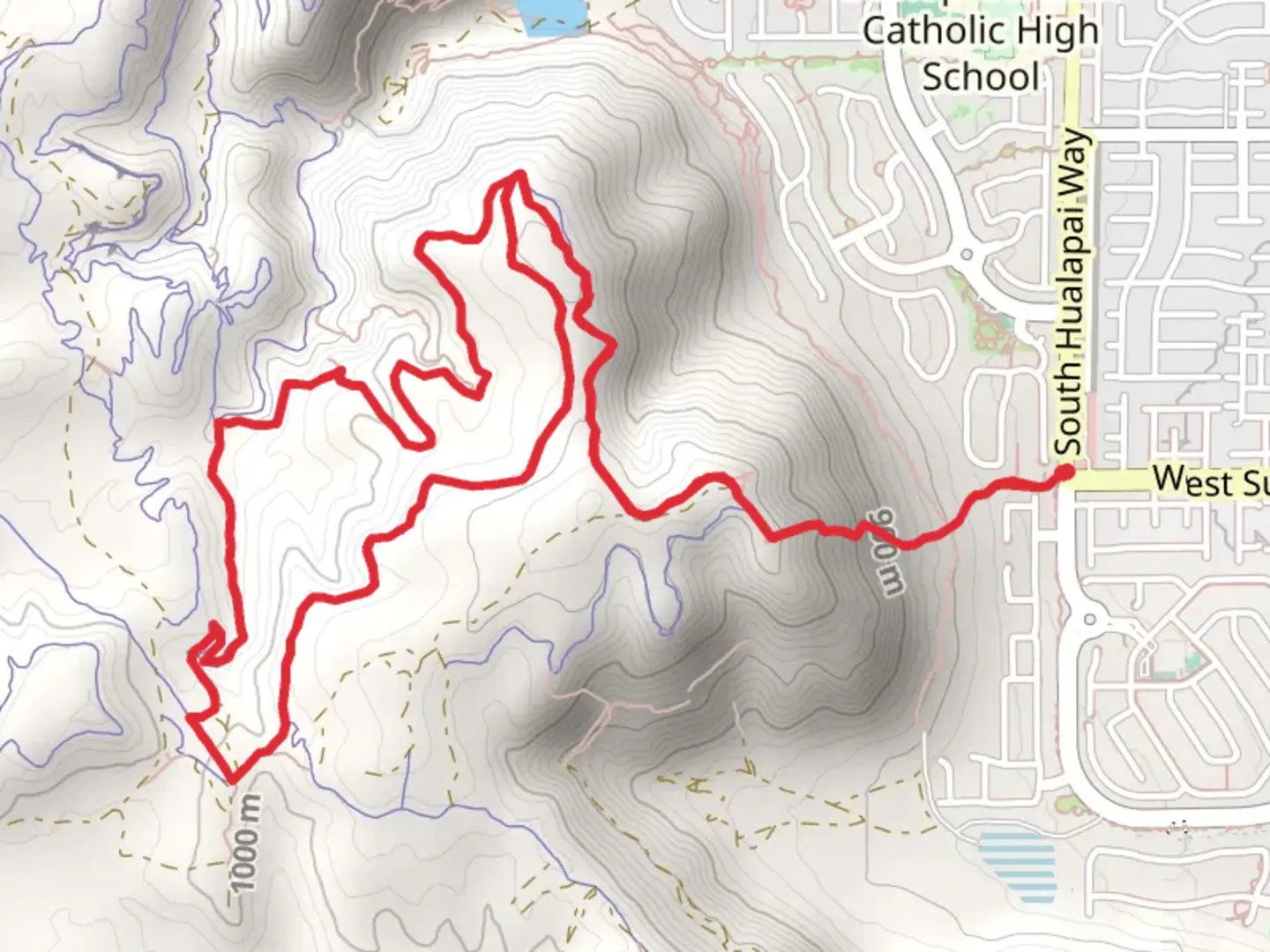 An image depicting the trail Sunrise, Sunset and Hidden Canyon Loop and its surrounding area.