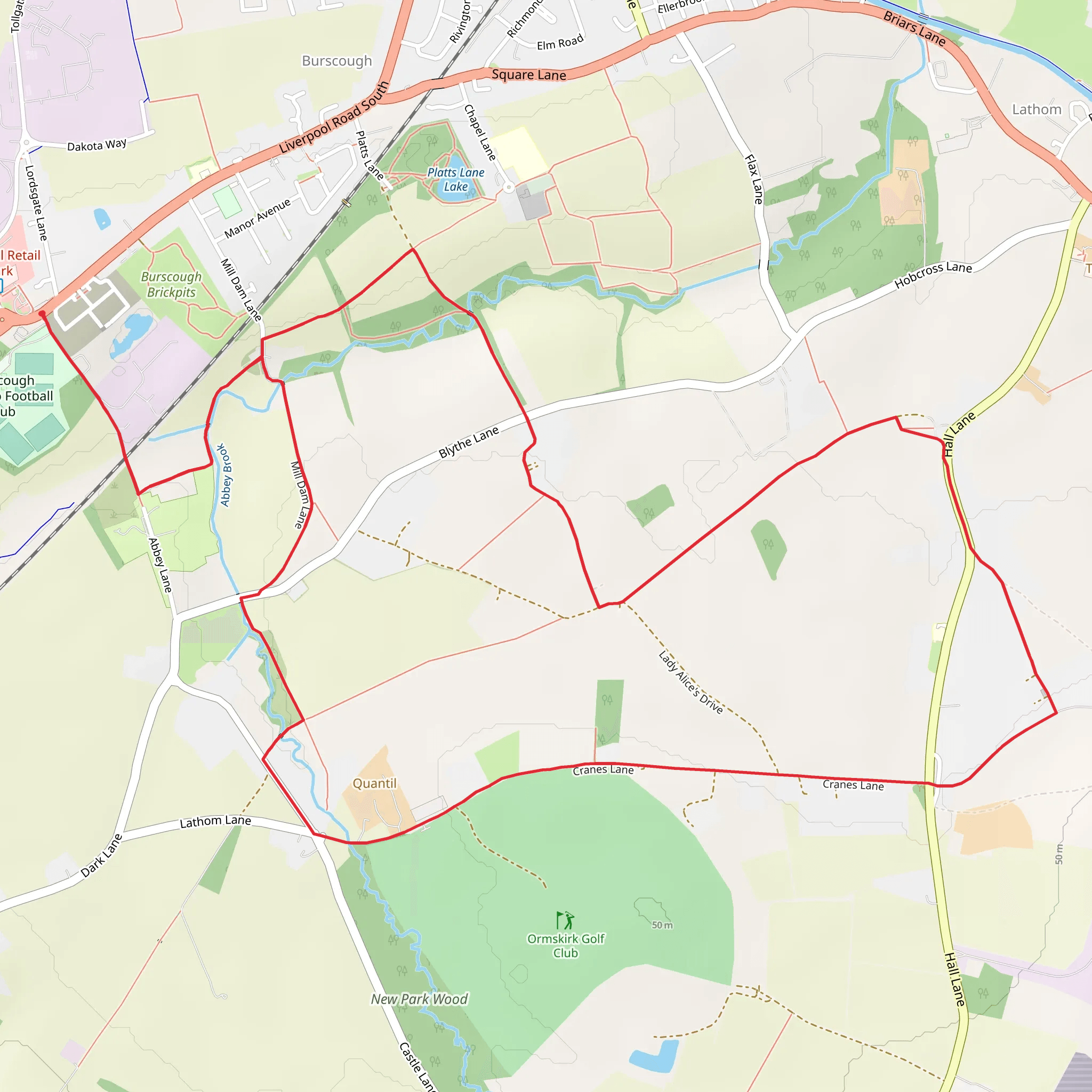 Lathom Loop mobile static map