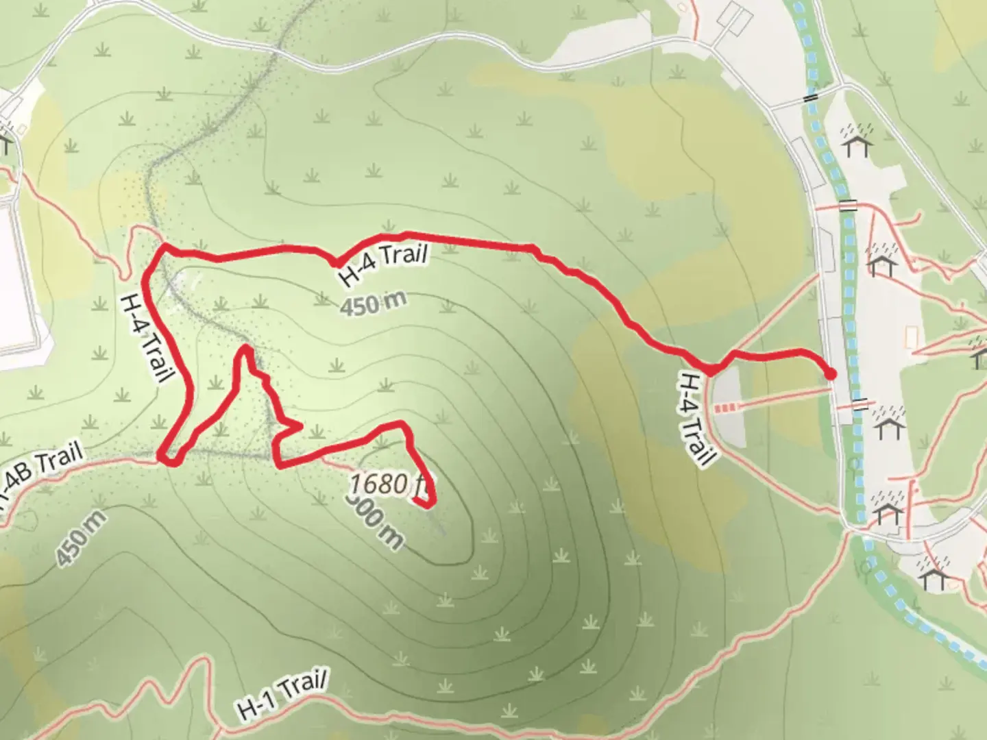 An image depicting the trail H - 4 Trail and its surrounding area.