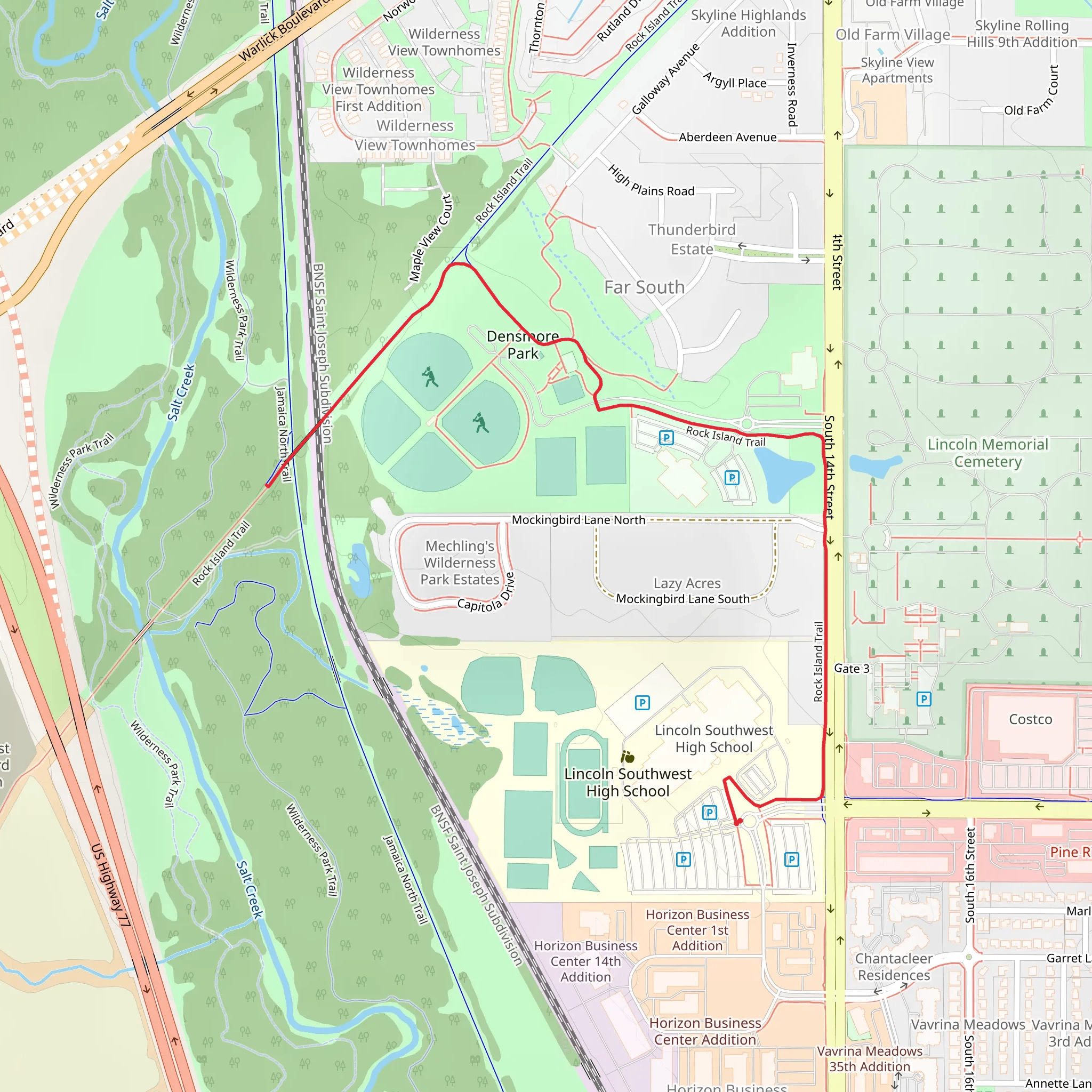 Rock Island Trail in Densmore Park mobile static map