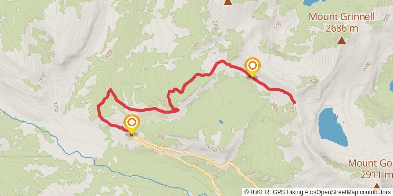 Grinnell Glacier Overlook via Granite Park Trail stage 2 Map