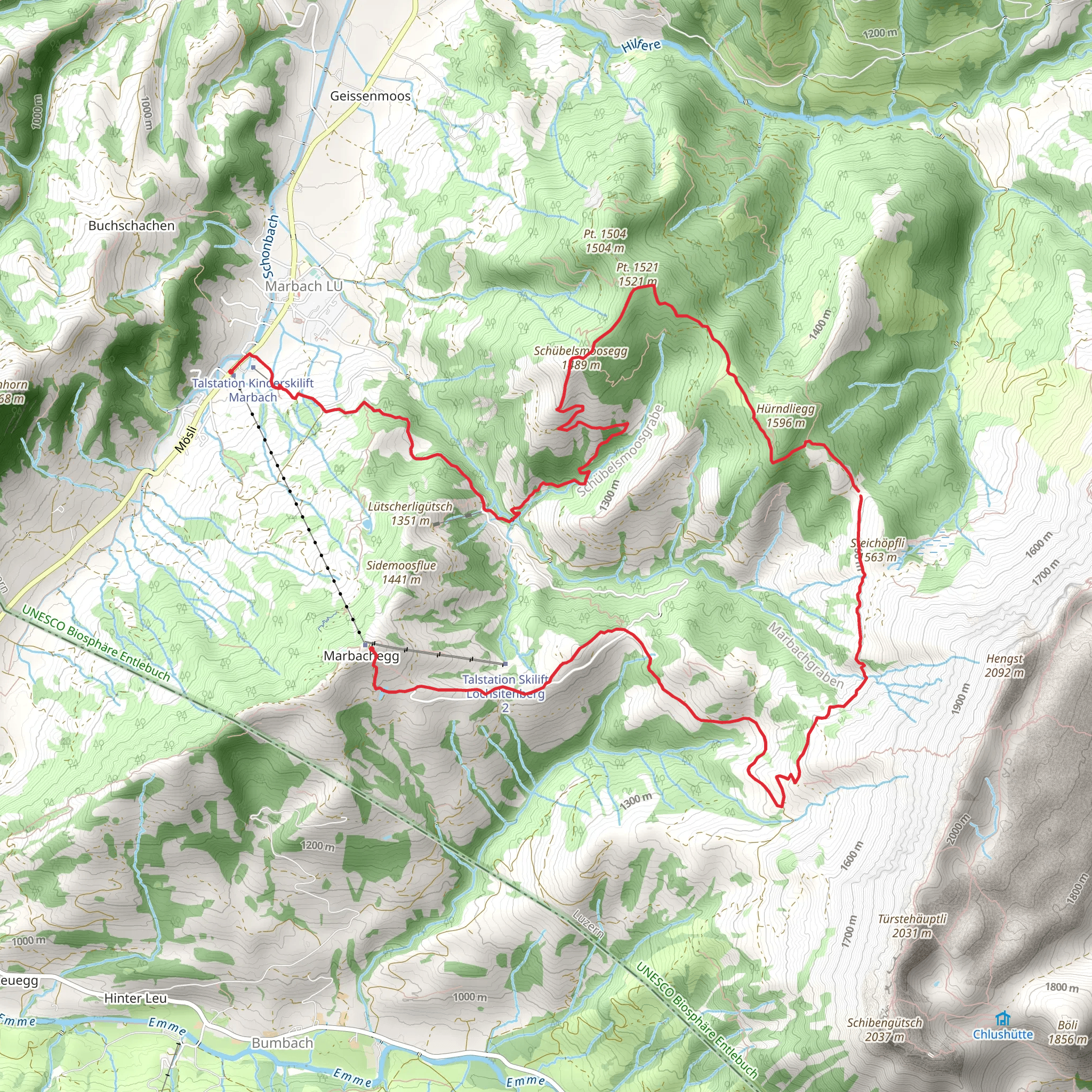 Marbachegg - Hürnli - Marbach mobile static map