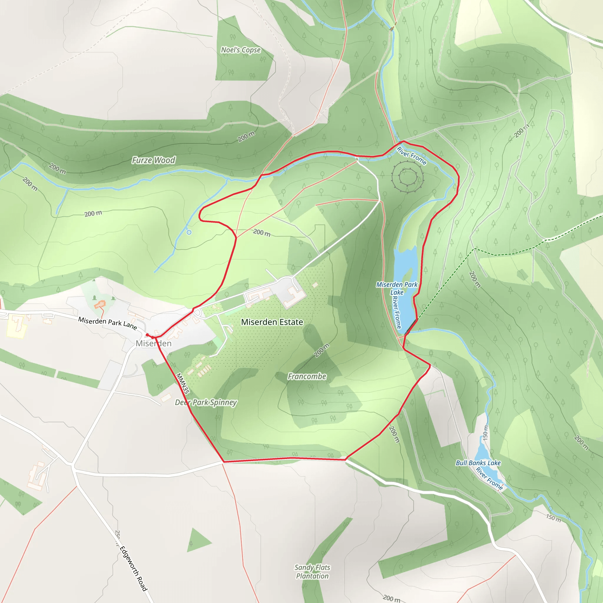 Miserden Park and Lake Loop mobile static map