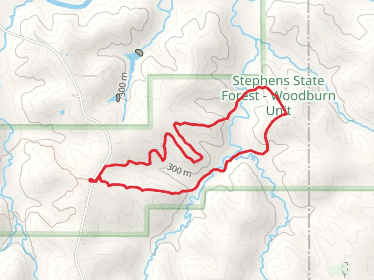 An image depicting the trail White Oak Camp Loop via Turkey Foot Trail and its surrounding area.