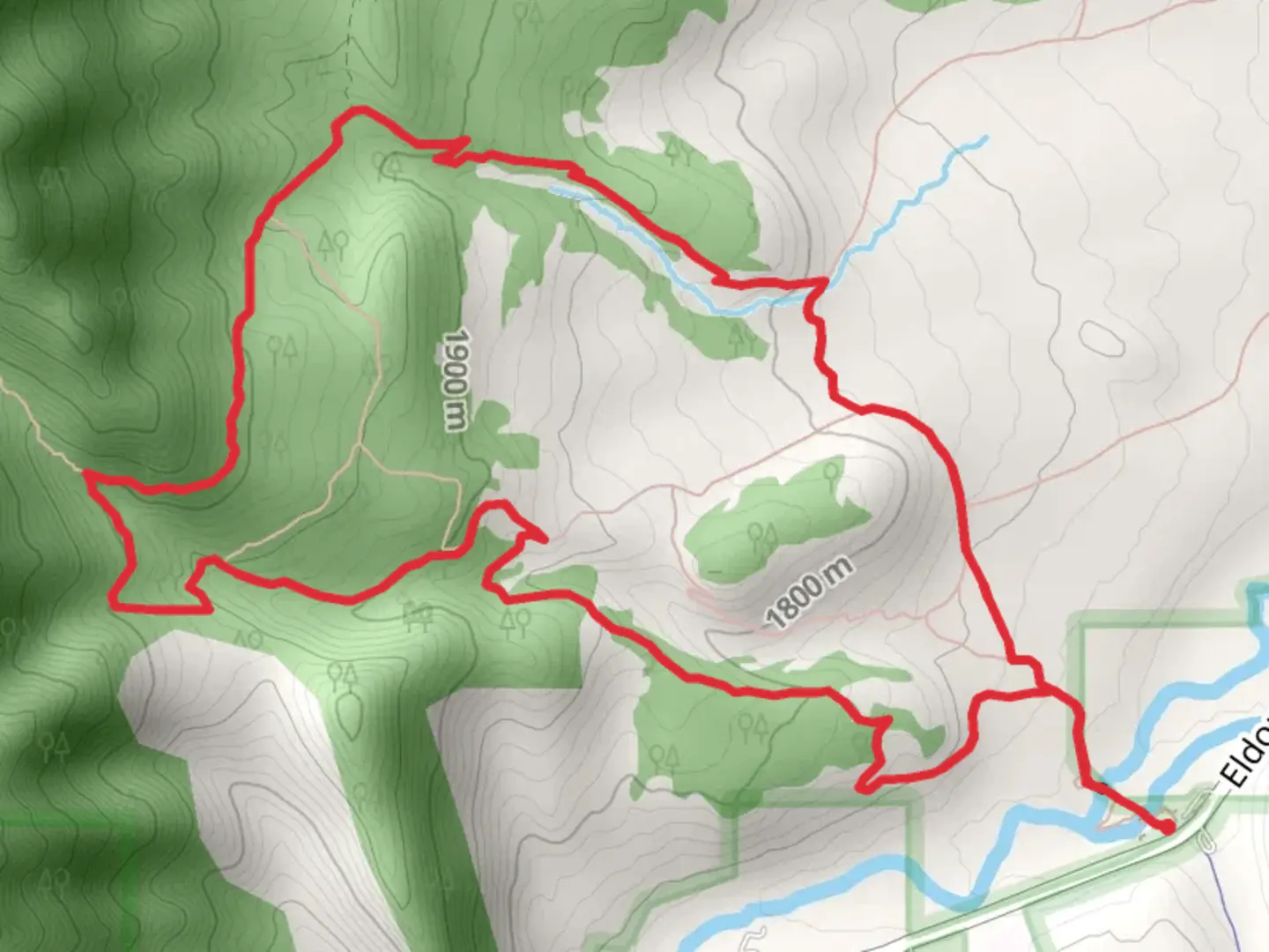 An image depicting the trail Mesa Connector, Upper Big Bluestem and Homestead Loop Trail and its surrounding area.