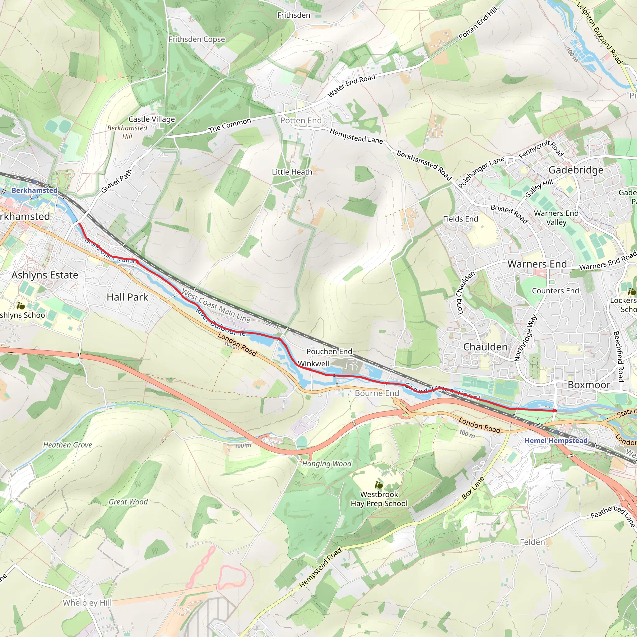 Grand Union Canal Walk from Hemel Hempstead mobile static map