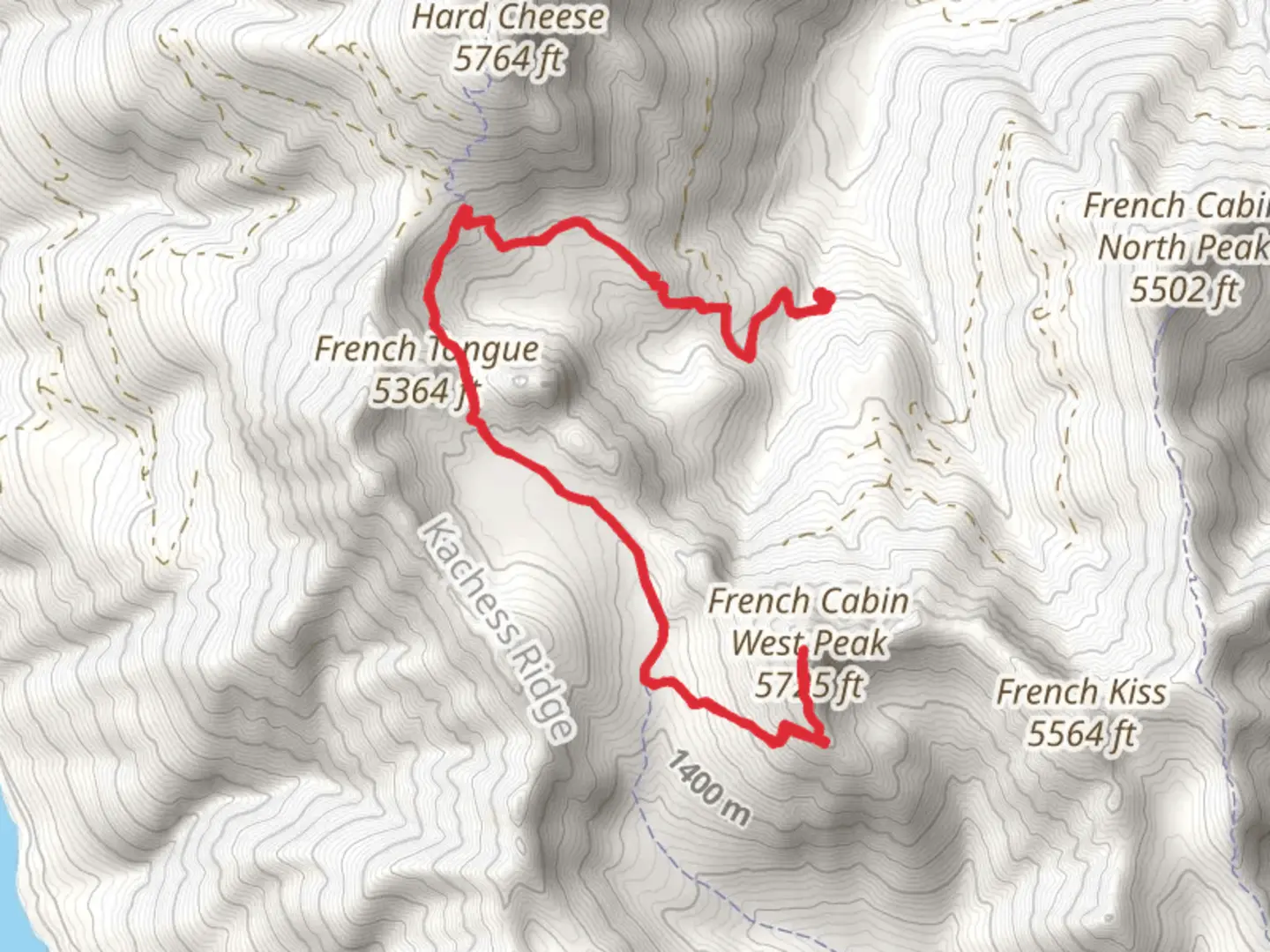 An image depicting the trail French Cabin Creek Trail to French Cabin West Peak and its surrounding area.
