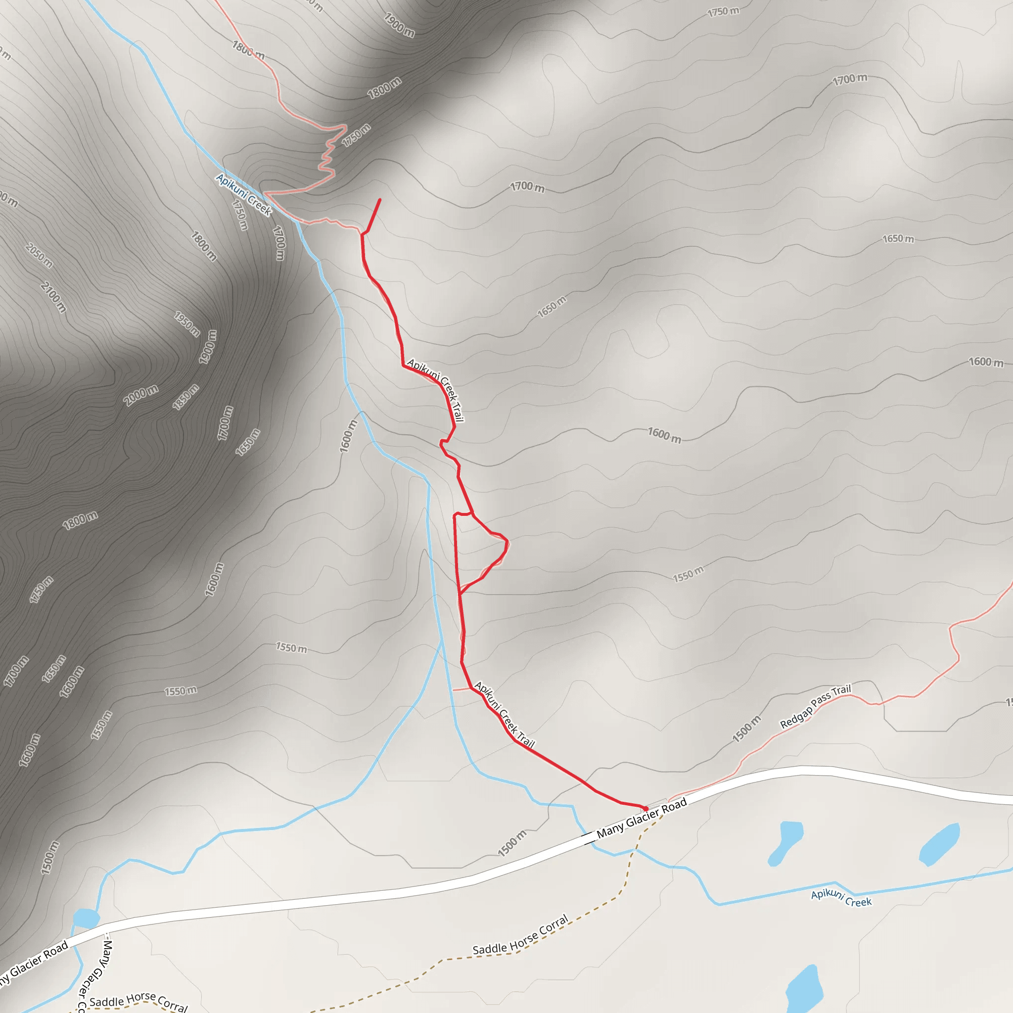 Apikuni Falls Trail mobile static map