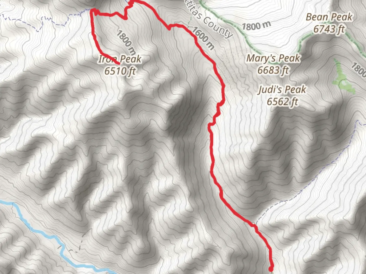 An image depicting the trail Iron Peak via Beverly Turnpike Trail and its surrounding area.