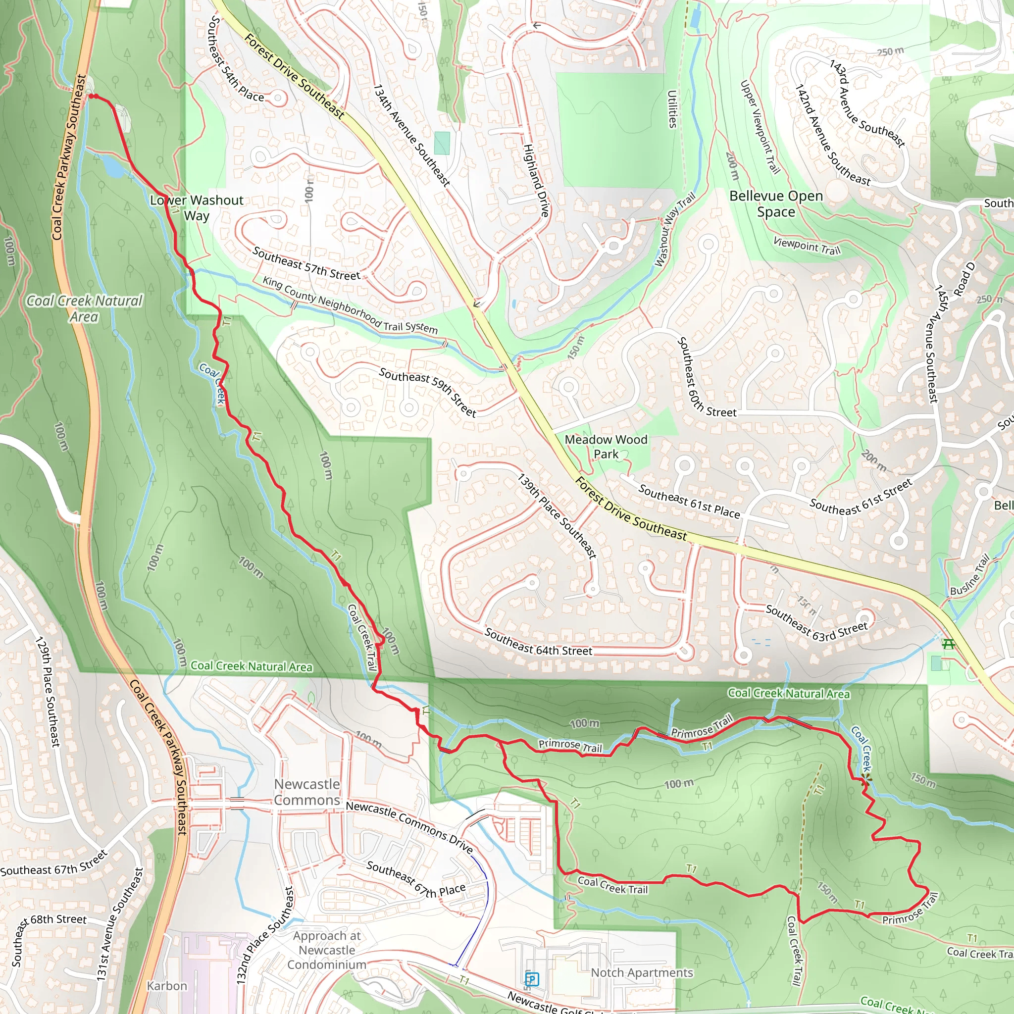 Primrose Trail and Coal Creek Loop Trail mobile static map